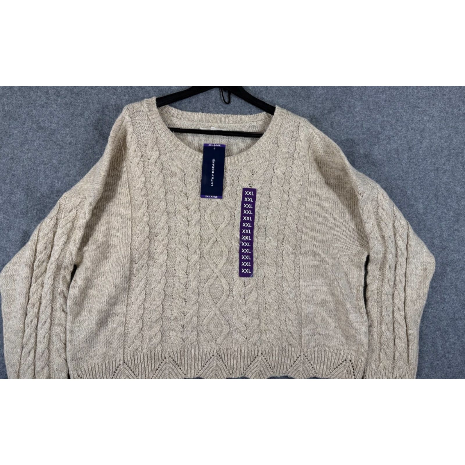 Lucky Brand Lucky Brand Sweater Womens 2XL Beige Gold Flecks Cable Knit Pullover NWT Size XXL / US 16-18 / IT 52-54 - 2 Thumbnail