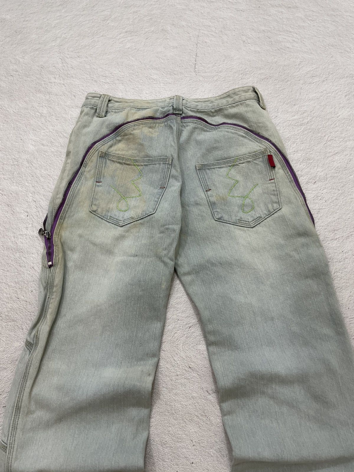 Japanese Brand 00s Shuihetian Light Wash Utility Denim Pants Purple Zipper Size US 28 / EU 44 - 9 Thumbnail