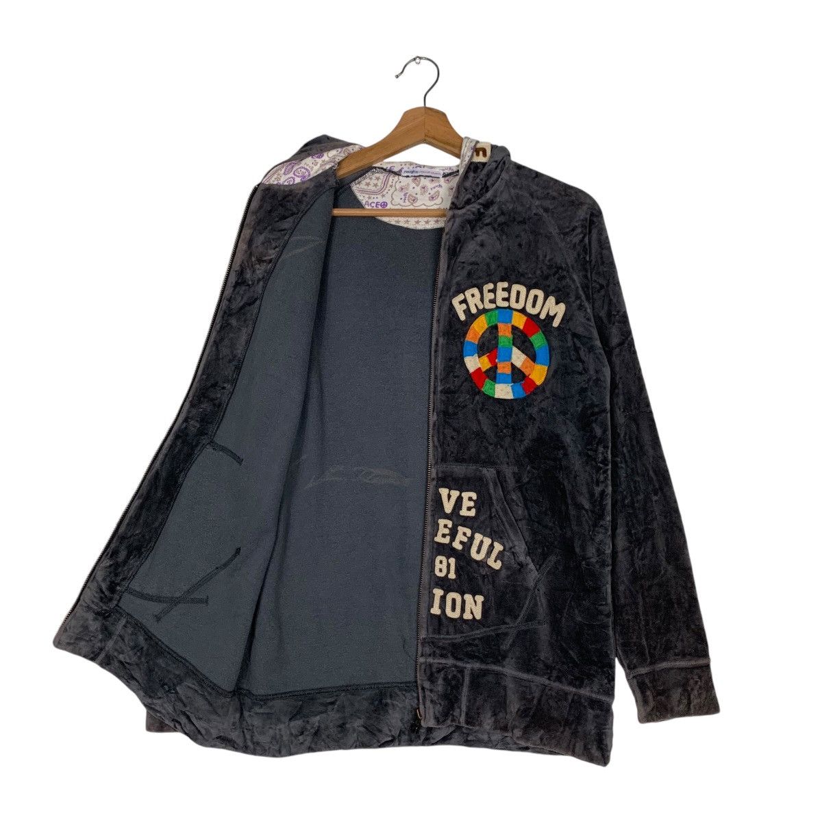 Japanese Brand ROUGH Union Made Freedom Velvet Zipper Hoodies #1545-C69 Size US M / EU 48-50 / 2 - 11 Thumbnail