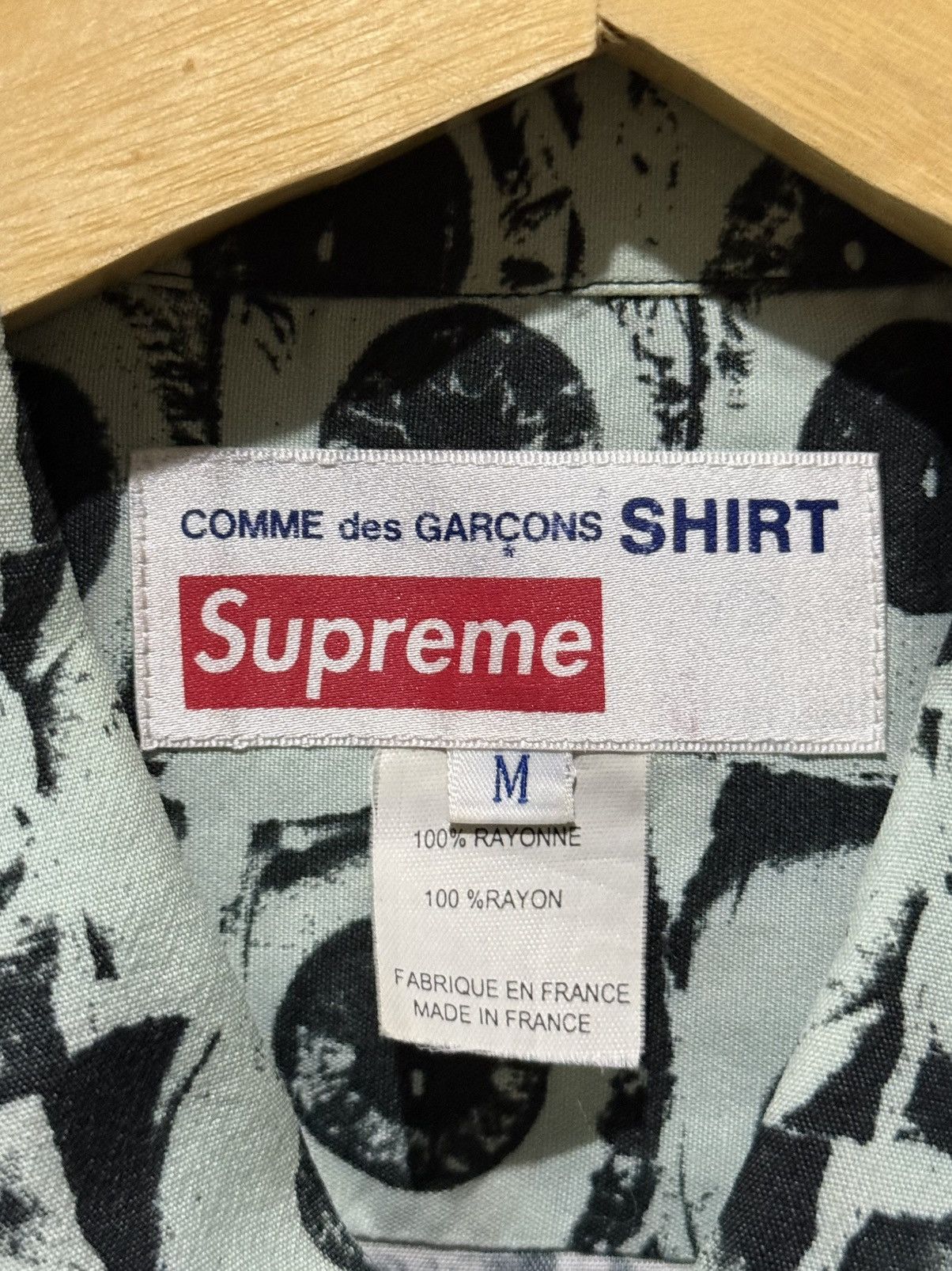 Comme des Garcons SHIRT × Supreme Supreme x Comme Des Garcons Eyes Rayon PrintShirt Green SS17 Size US M / EU 48-50 / 2 - 3 Thumbnail