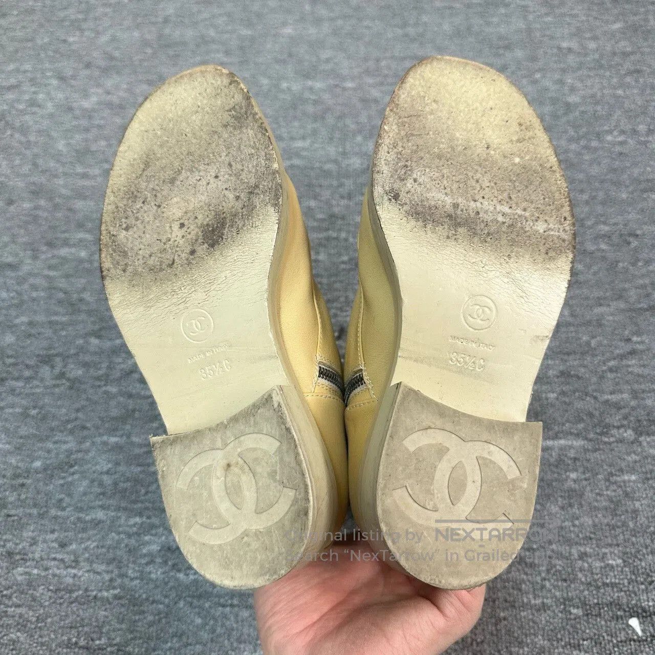 Chanel beige logo combat boots by Chanel. Size US 5.5 / IT 35.5 - 4 Thumbnail