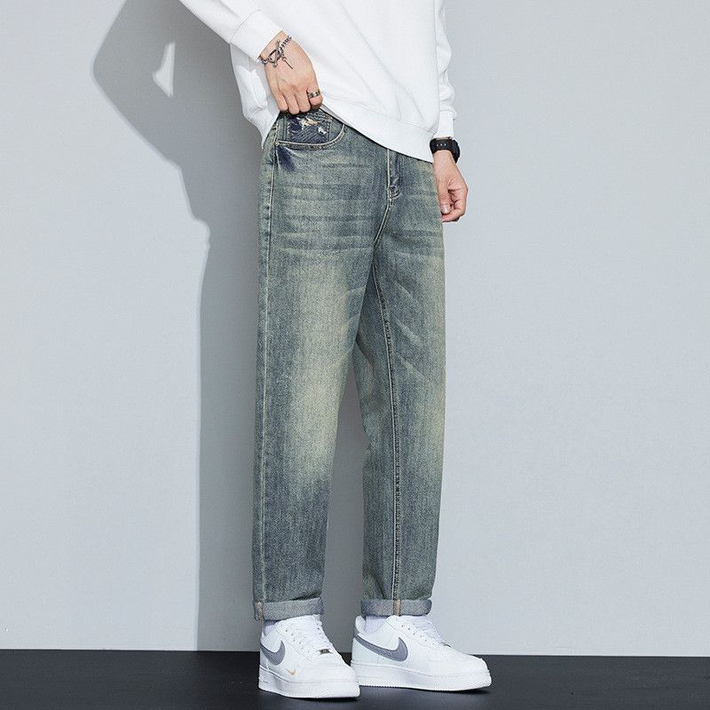 Vintage American-style washed distressed straight leg jeans for men Size US 32 / EU 48 - 2 Thumbnail