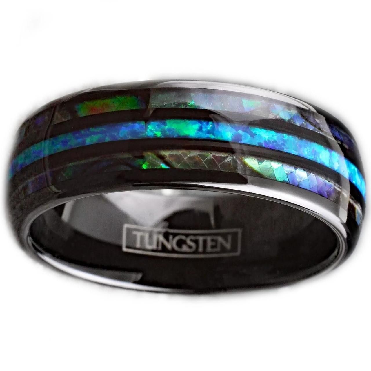 Other Tungsten wedding band ring for men blue opal and abalone Size ONE SIZE - 1 Thumbnail