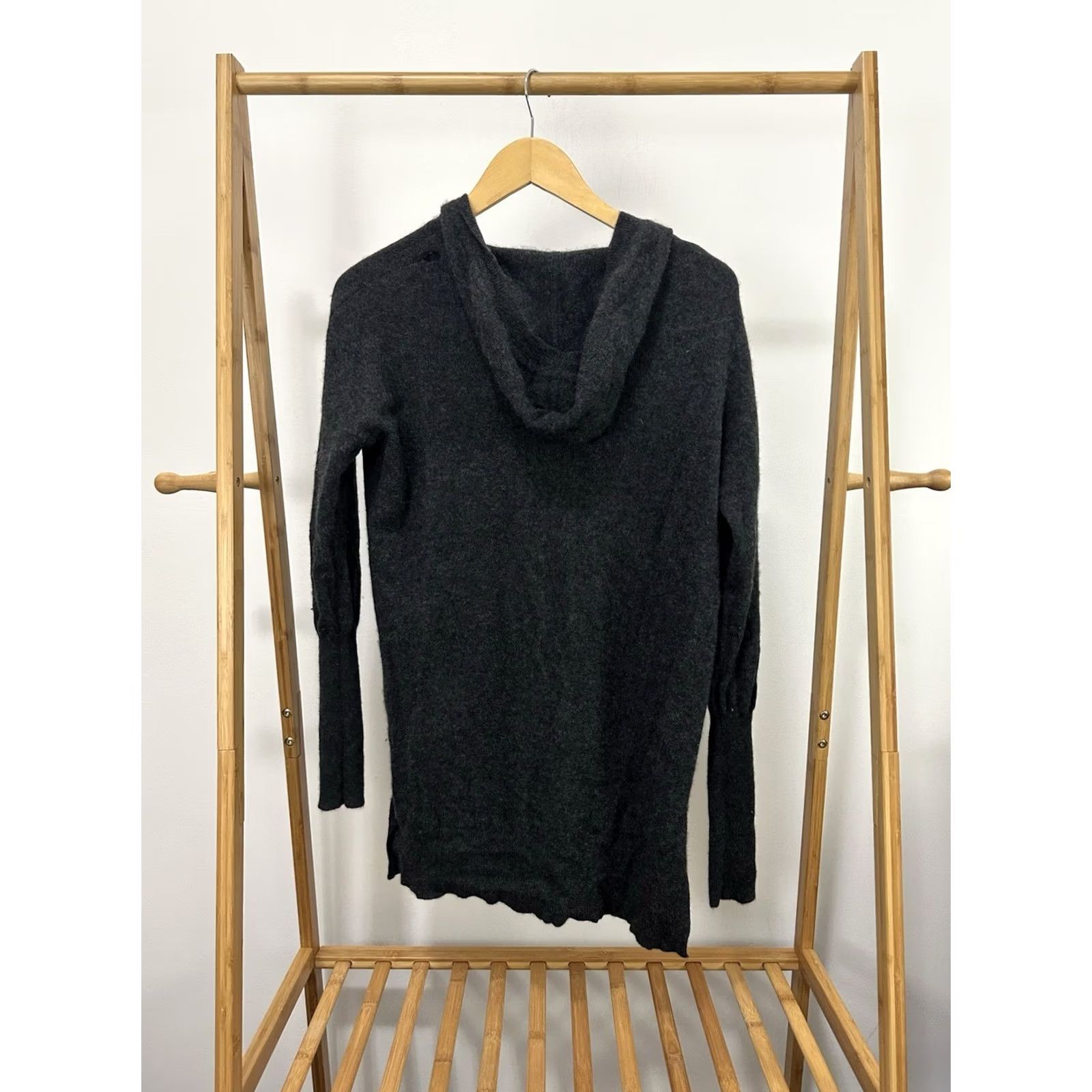 Vintage Max Studio Women's Hoodie Sweater Charcoal Cashmere 2 Ply Long Hooded Pullover Size M Womens Size M / US 6-8 / IT 42-44 - 2 Thumbnail