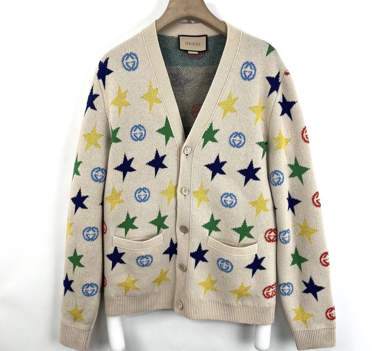 Gucci Gucci/Star Double G Monogram Knit Cardigan K12 Size XS / US 0-2 / IT 36-38 - 1 Thumbnail