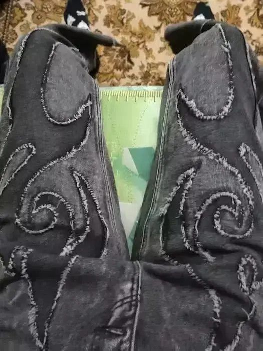 Japanese Brand Black Patchwork Skulls Embroidery Casual Denim Pants Size US 30 / EU 46 - 3 Thumbnail