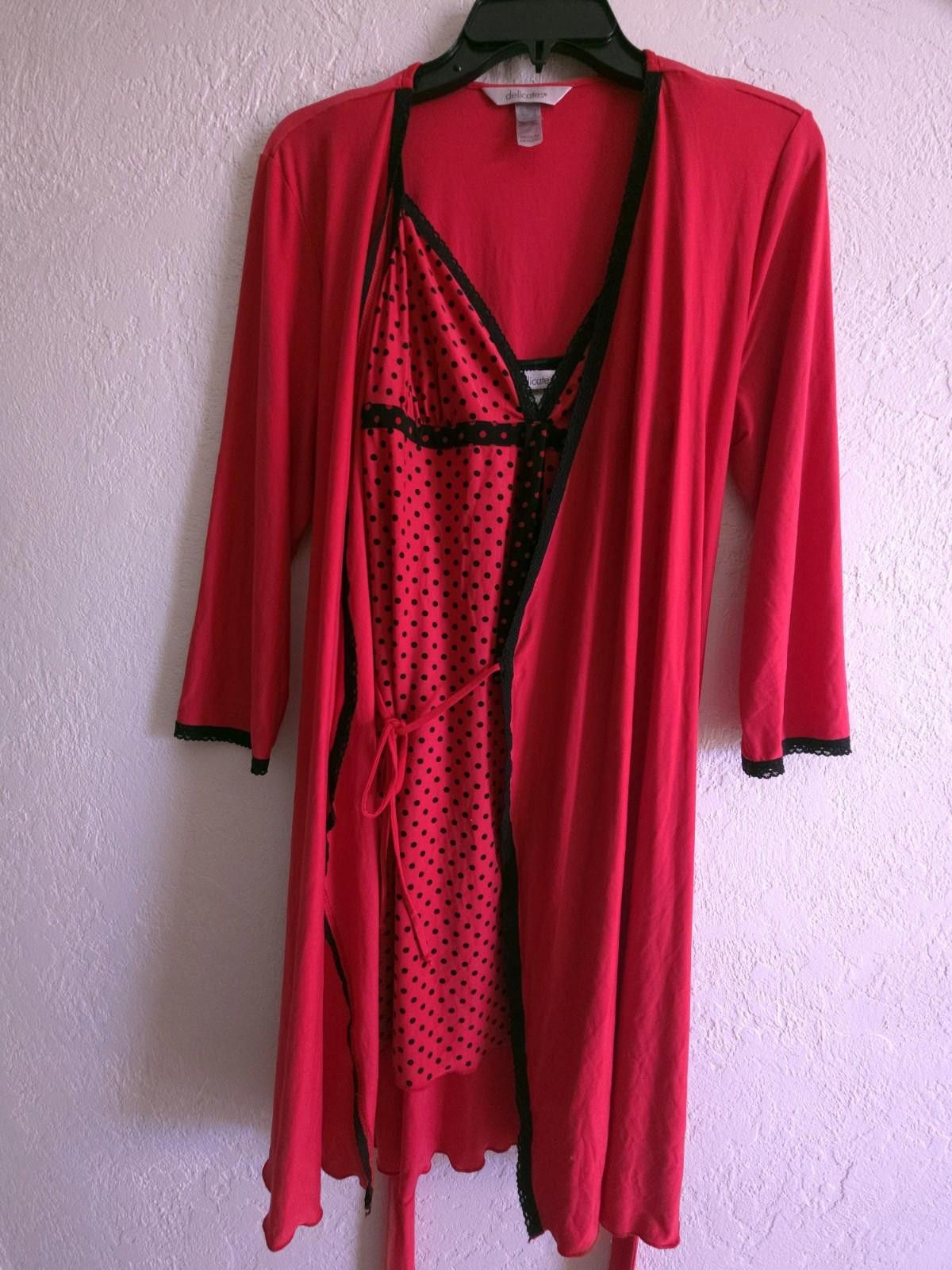 Other Vtg Delicates Sexy Red Nightgown, Lace Trim Robe Sz M Medium Size ONE SIZE - 5 Thumbnail