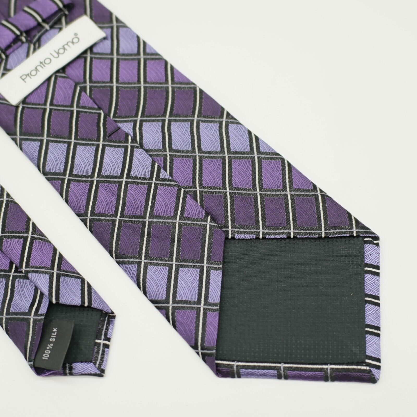 Pronto Uomo Pronto Uomo Gradient Purple Check Jacquard Woven Silk Tie Size ONE SIZE - 6 Thumbnail