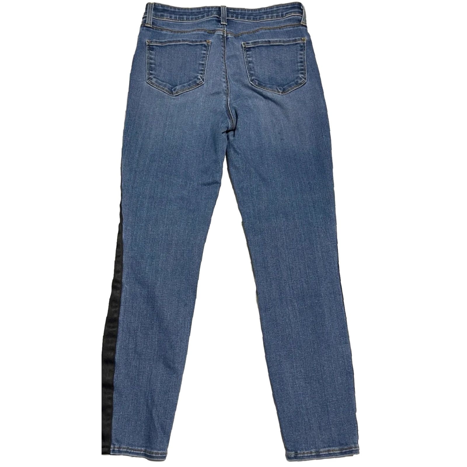 L'AGENCE L’AGENCE Blue Skinny Jeans Margot High Rise Ankle 27 Black Satin Stripe Women Regular Jeans 5-Pocket 90s Style Size 27" / US 4 / IT 40 - 4 Thumbnail