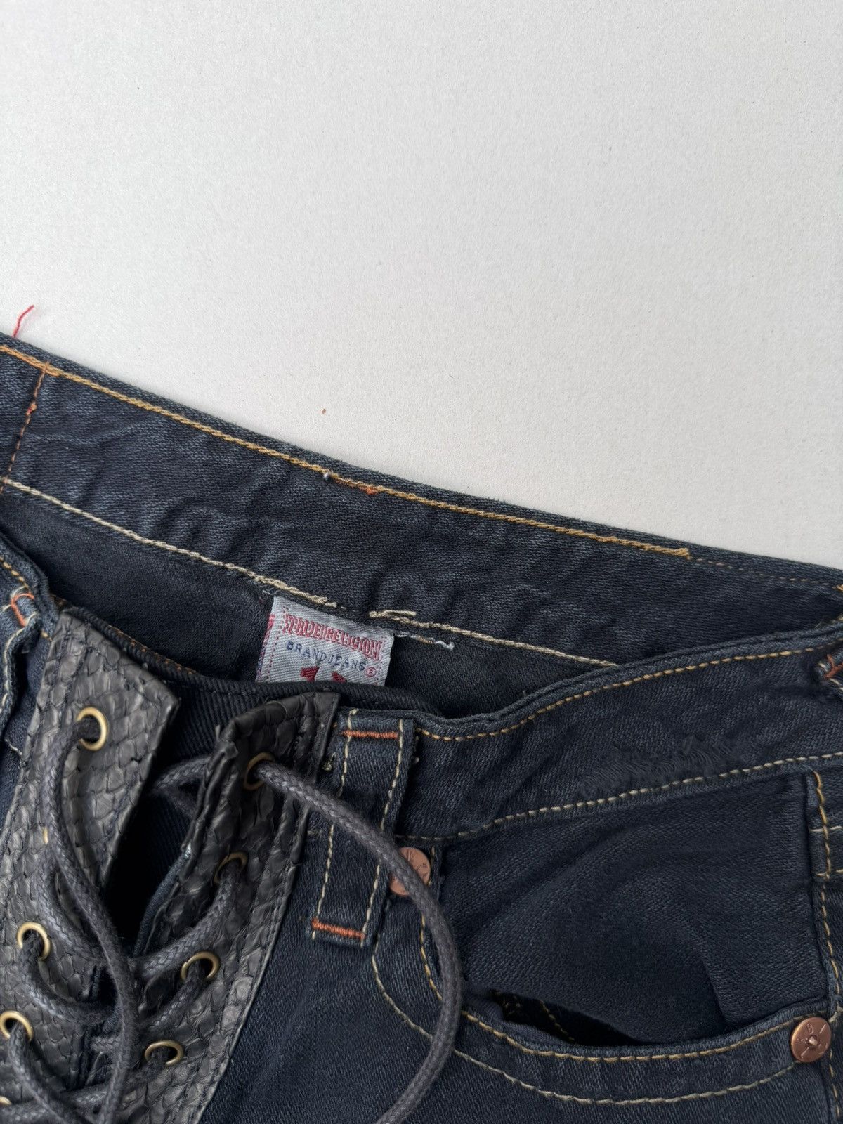 Japanese Brand True Religion Lace up flare jeans Size US 26 / EU 42 - 3 Thumbnail