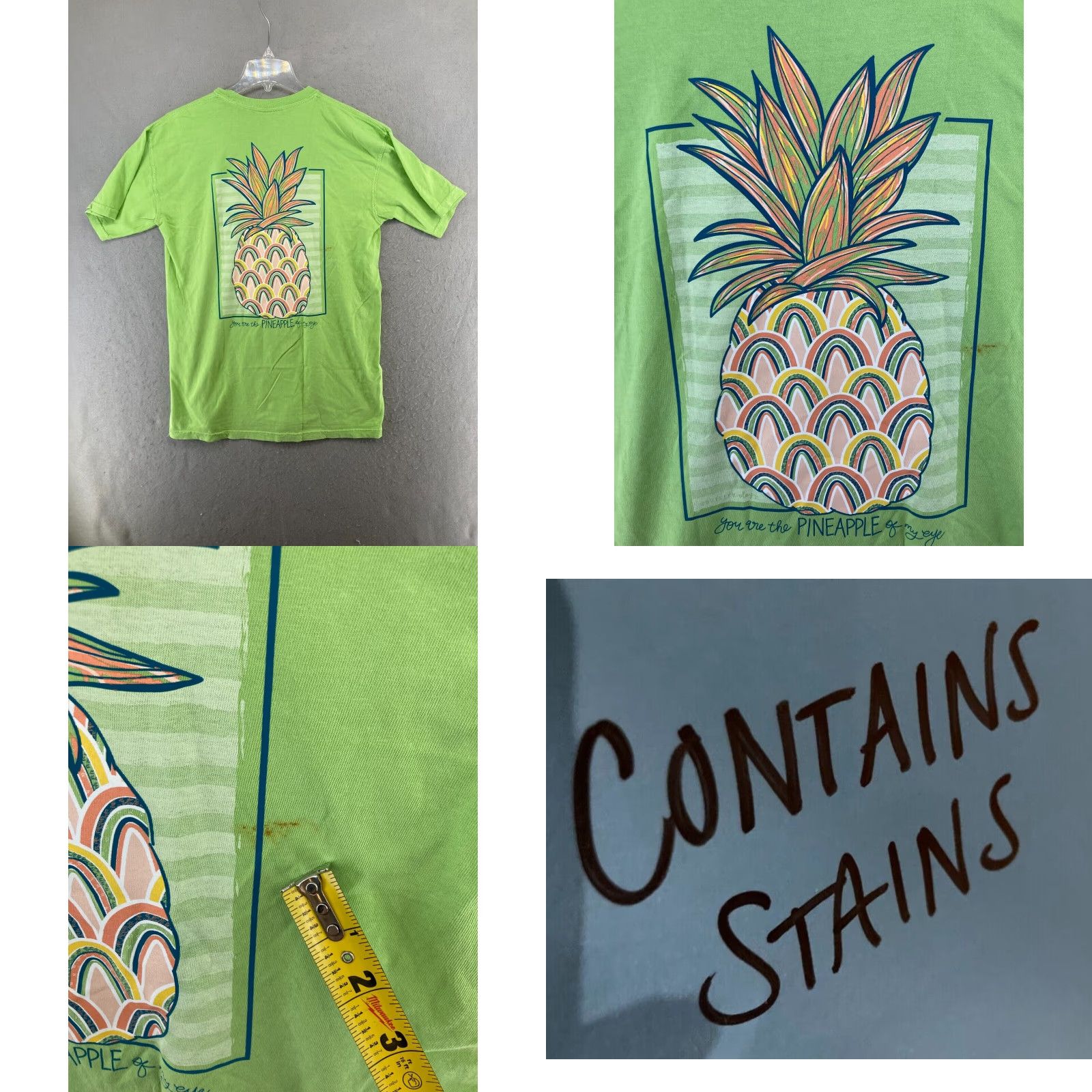 Comfort Colors Comfort Colors Women's T-Shirt Medium Green Pineapple Rainbow Graphic Print Casual Short Sleeve Crew Neck NWT Size M / US 6-8 / IT 42-44 - 8 Thumbnail