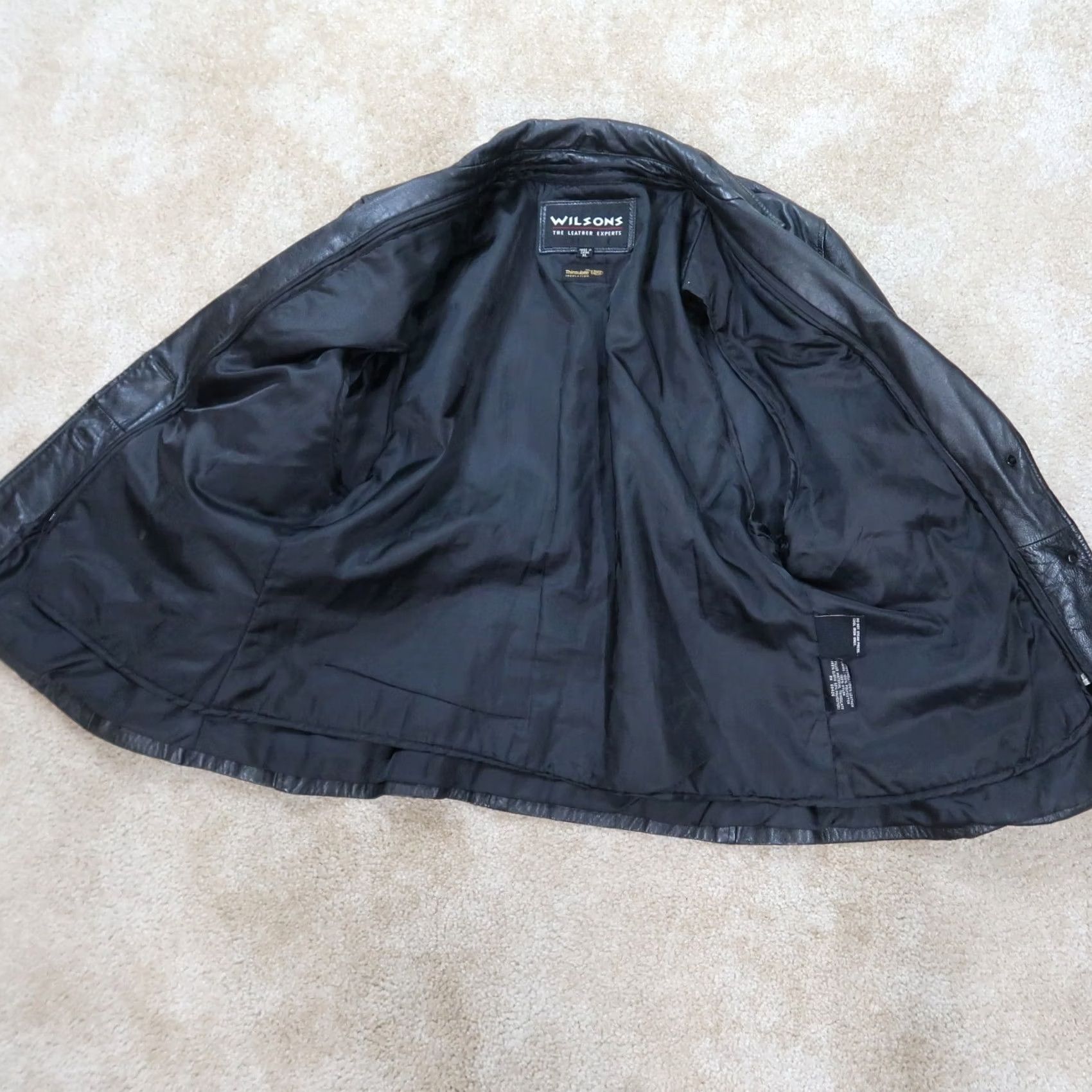 Vintage VINTAGE Wilsons Black Leather Jacket Women's XL Button Front Insulated Coat Size XL / US 12-14 / IT 48-50 - 5 Thumbnail