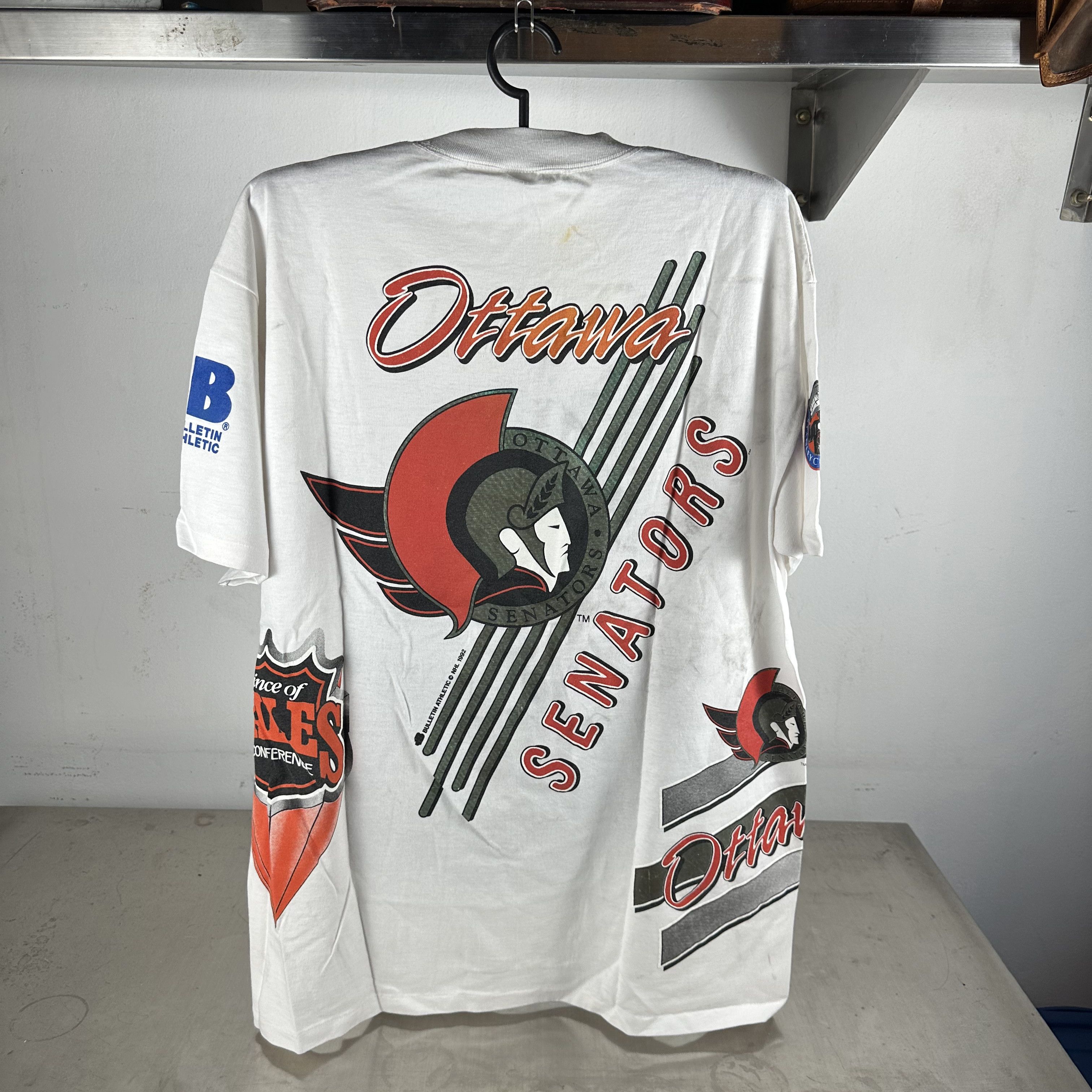 Vintage 1992 Ottawa Senators Bulletin Athletic NHL AOP T-shirt Size US XXL / EU 58 / 5 - 3 Thumbnail