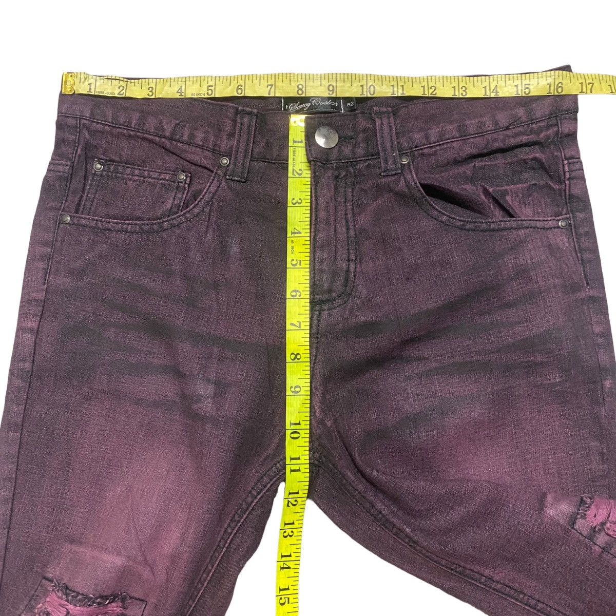 Japanese Brand Japanese Brand Saucy Cool Wine Red Distressed Jeans Size US 32 / EU 48 - 19 Thumbnail