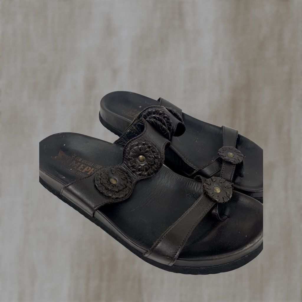 Mephisto VINTAGE Mephisto Sandal Flower Womens 37 Brown Leather Toe Strap Casual Womens 6.5 Shoes Size US 7 / IT 37 - 1 Thumbnail