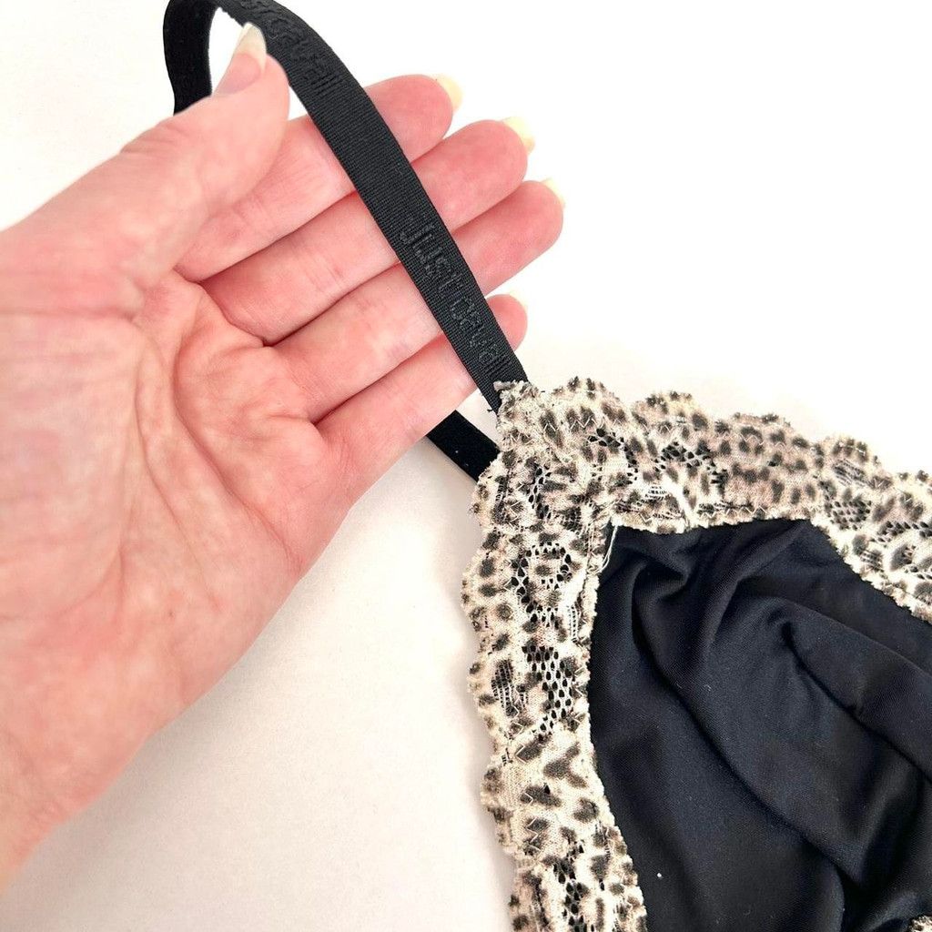 Just Cavalli y2k Cavalli black tank top with lace leopard print trim Size L / US 10 / IT 46 - 6 Thumbnail