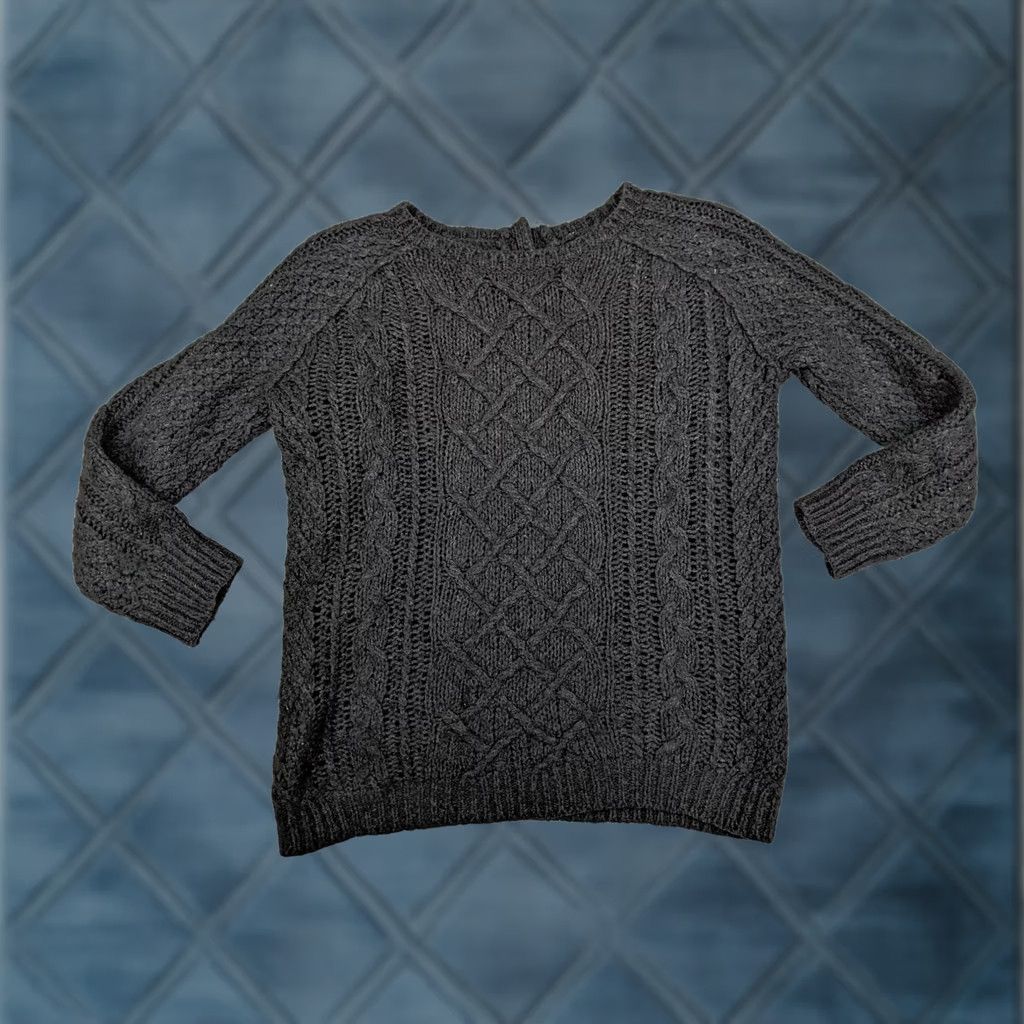 Loft LOFT Ann Taylor Womens S Gray Cable Knit Sweater Pullover Wool Blend Aron 3D Sweater Size S / US 4 / IT 40 - 1 Thumbnail