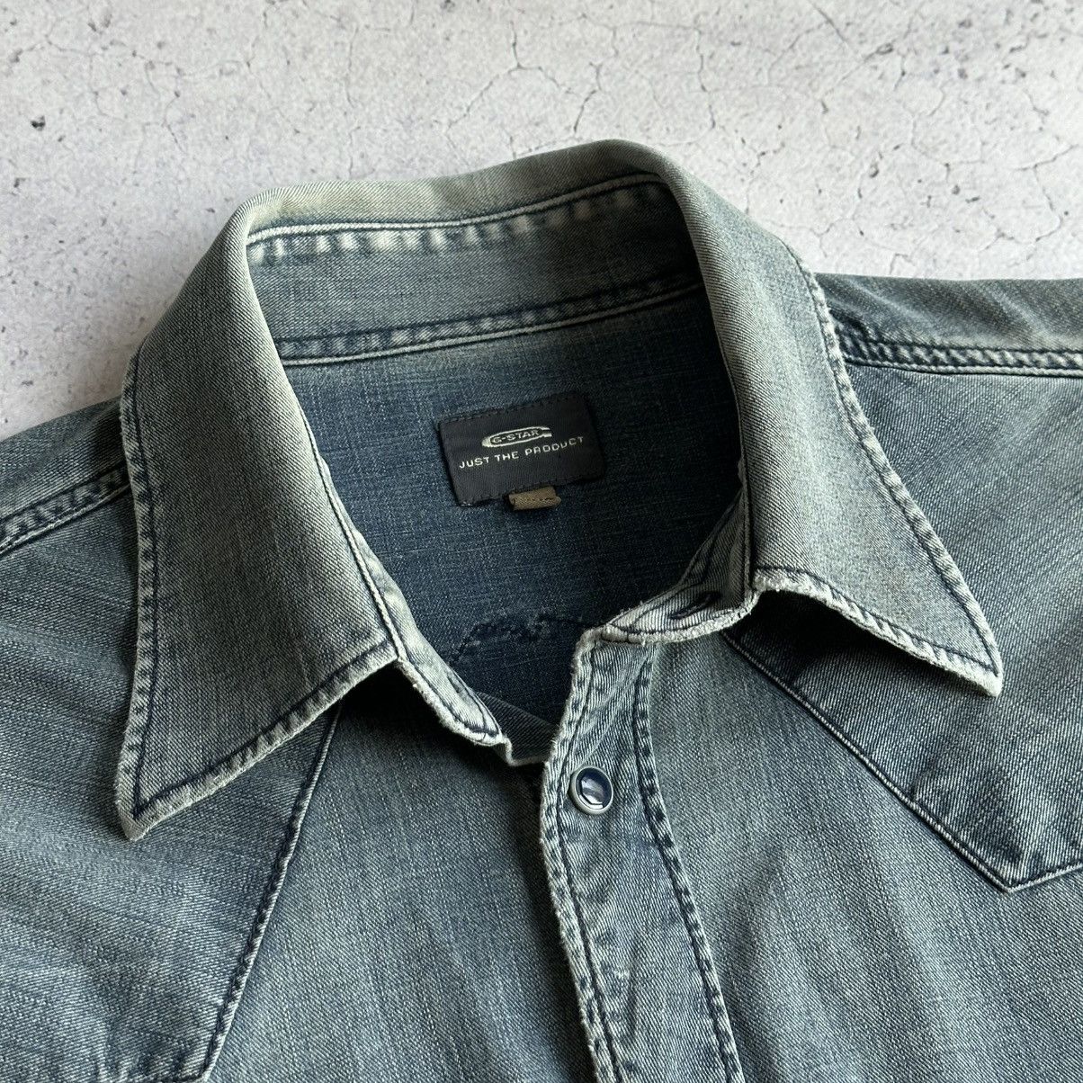 G-Star Vintage G-Star Raw Denim Big Logo Western Snap Button Shirt Size US XL / EU 56 / 4 - 10 Thumbnail