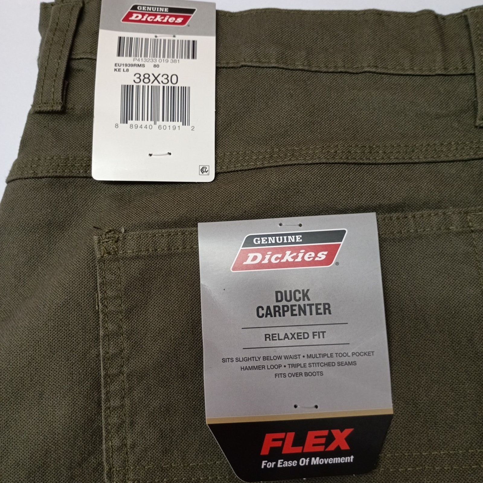 Dickies Dickies Carpenter Pants Mens 38x30 Green Duck Canvas Utility Size US 38 / EU 54 - 2 Thumbnail