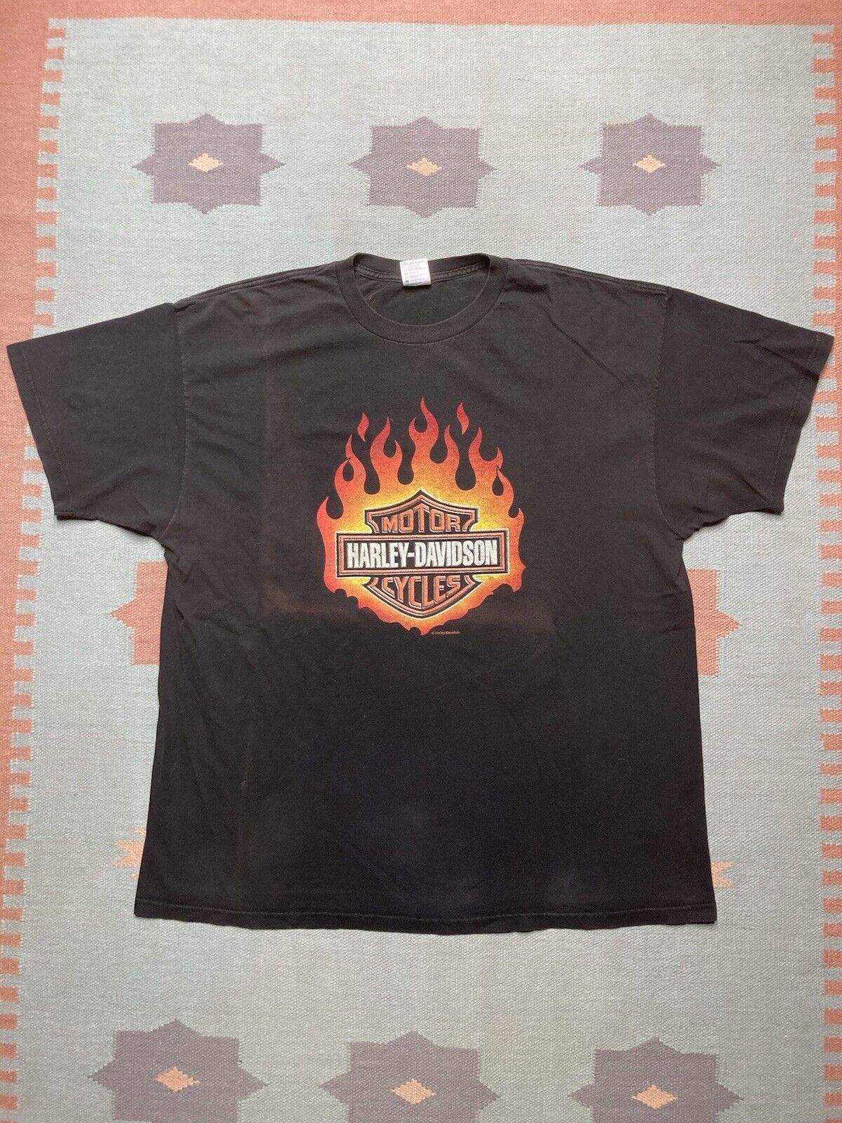 Harley Davidson × Vintage Vtg graphic t shirt Harley Davidson flames fire faded XXL Size US XXL / EU 58 / 5 - 1 Thumbnail