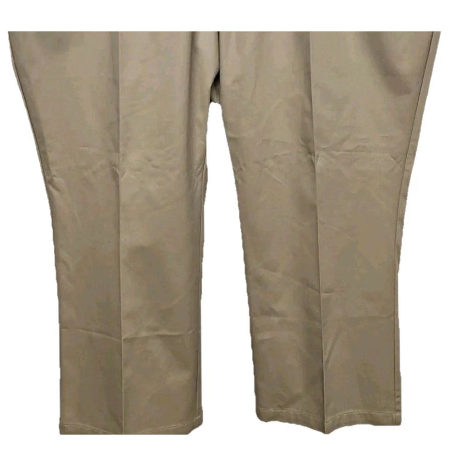 Haggar Haggar Khaki Pants 56W 26in Inseam Big & Tall Comfort Waist Classic Fit Solid Twill Cotton Flat Front Zip Button Mens Pants Size US 40 / EU 56 - 3 Thumbnail