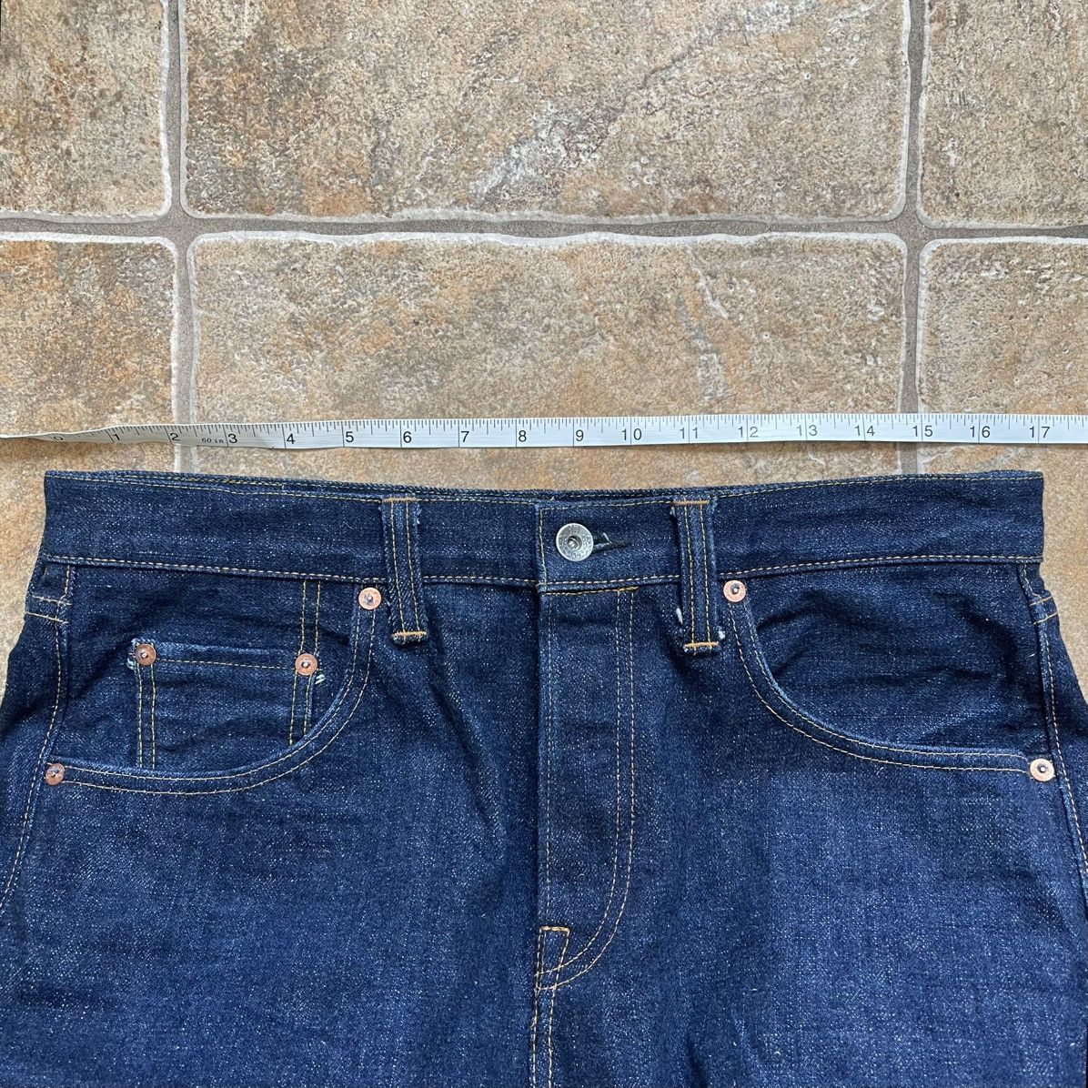Samurai Jeans Samurai Jeans S211AX 18oz Ai Benkei, Relaxed Tapered, 35x32 Size US 35 - 9 Thumbnail