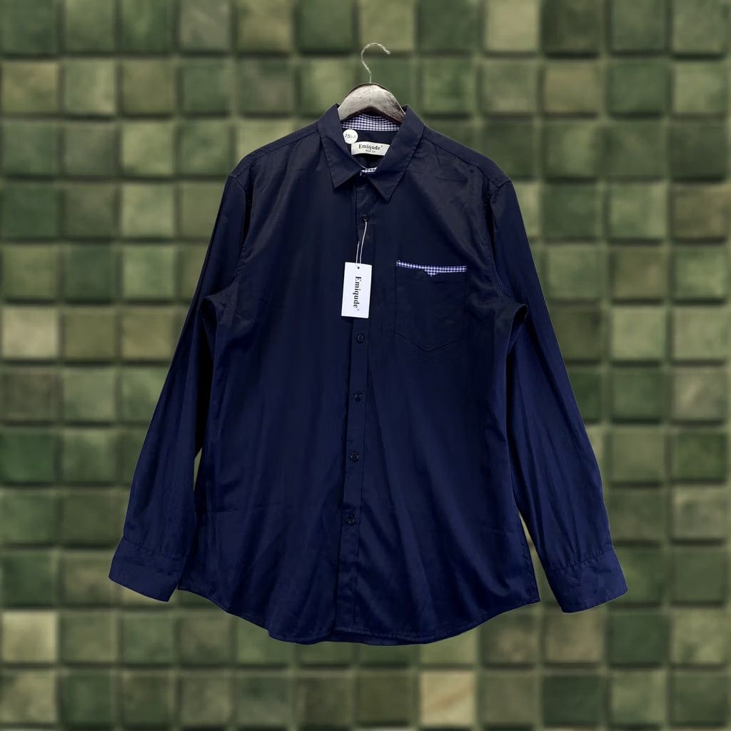 Vintage Emiqde Mens Navy Blue Slim Fit Dress Shirt XL NWT-7598 Size 46R - 1 Thumbnail