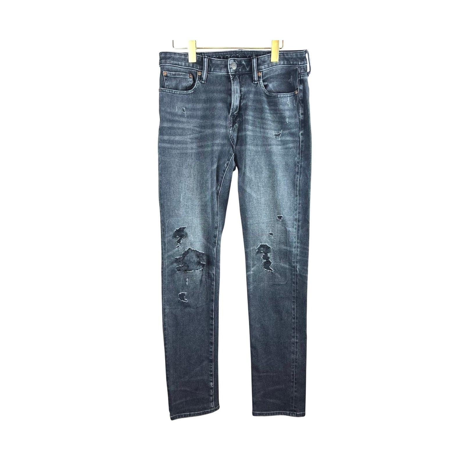 American Eagle Outfitters American Eagle Airflex 360 Distressed Black Jeans 32x34 Slim Size US 32 / EU 48 - 6 Thumbnail