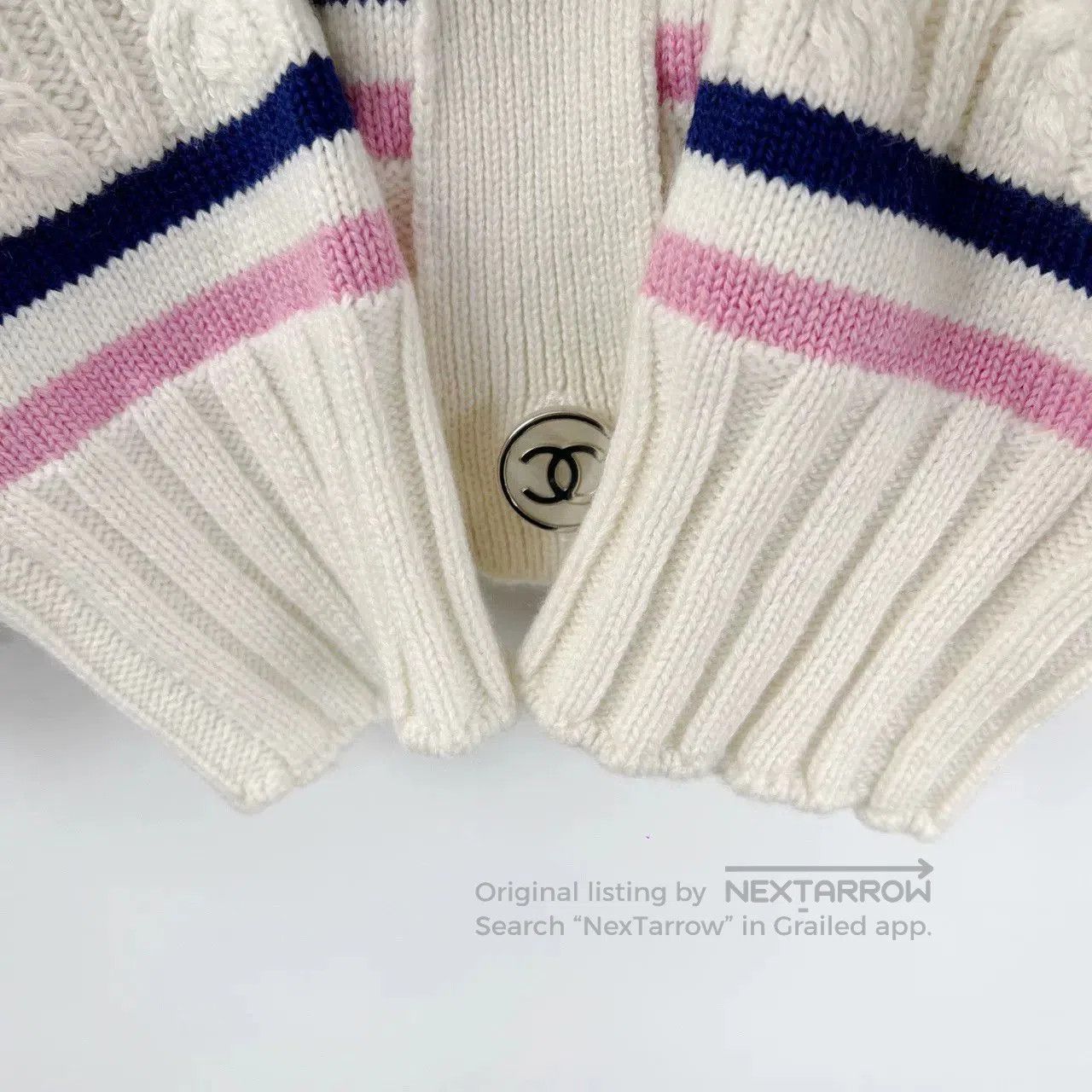 Chanel Chanel Beige Stripe Enamel Button Cardigan. Size US S / EU 44-46 / 1 - 6 Thumbnail