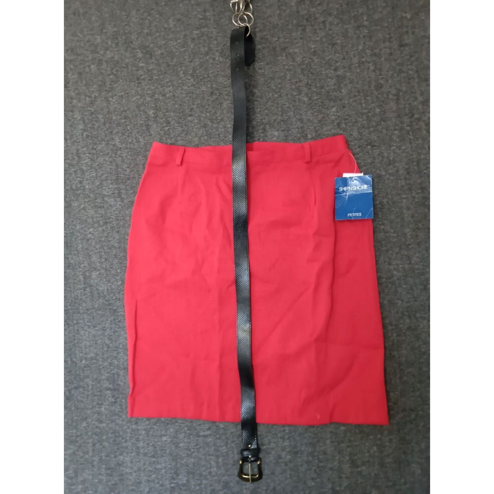 Vintage Ship ' N Shore Skirt 14P Midi Red Women Belt Petsites? Size 36" / US 14 / IT 50 - 2 Thumbnail