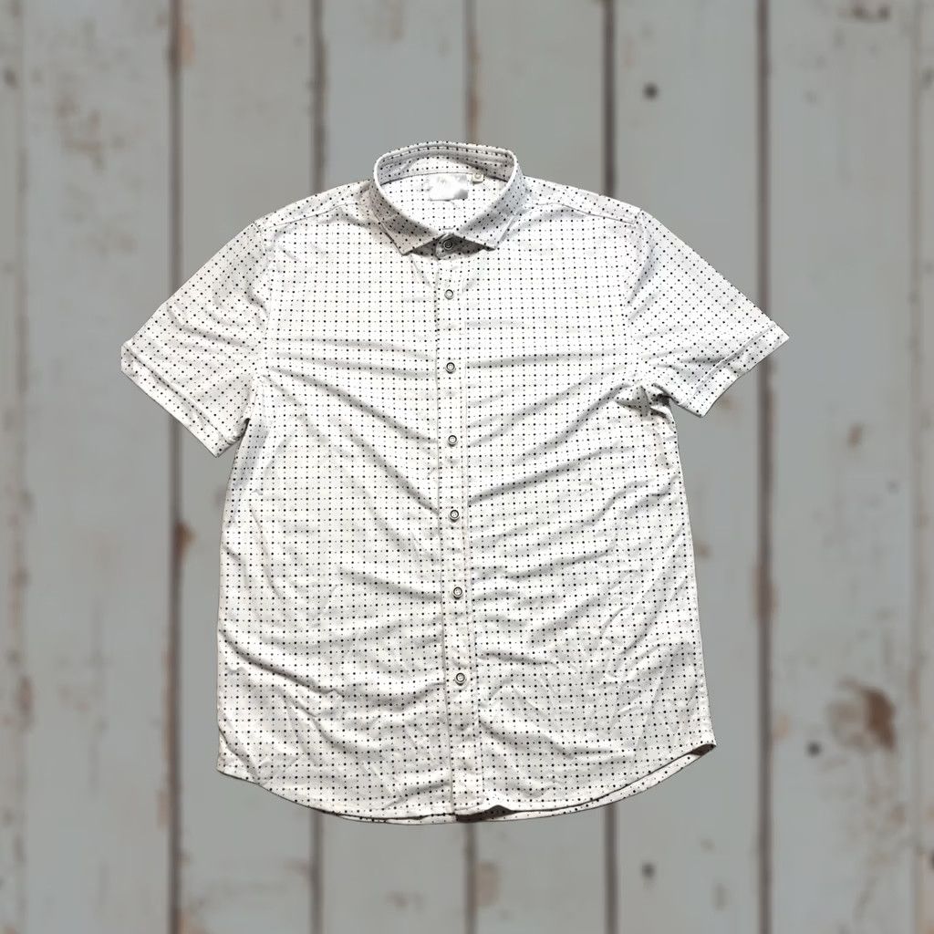 Vintage Buki Collection Shirt Mens Medium White Navy Dot Short Sleeve Button Up Seattle Size US M / EU 48-50 / 2 - 1 Thumbnail