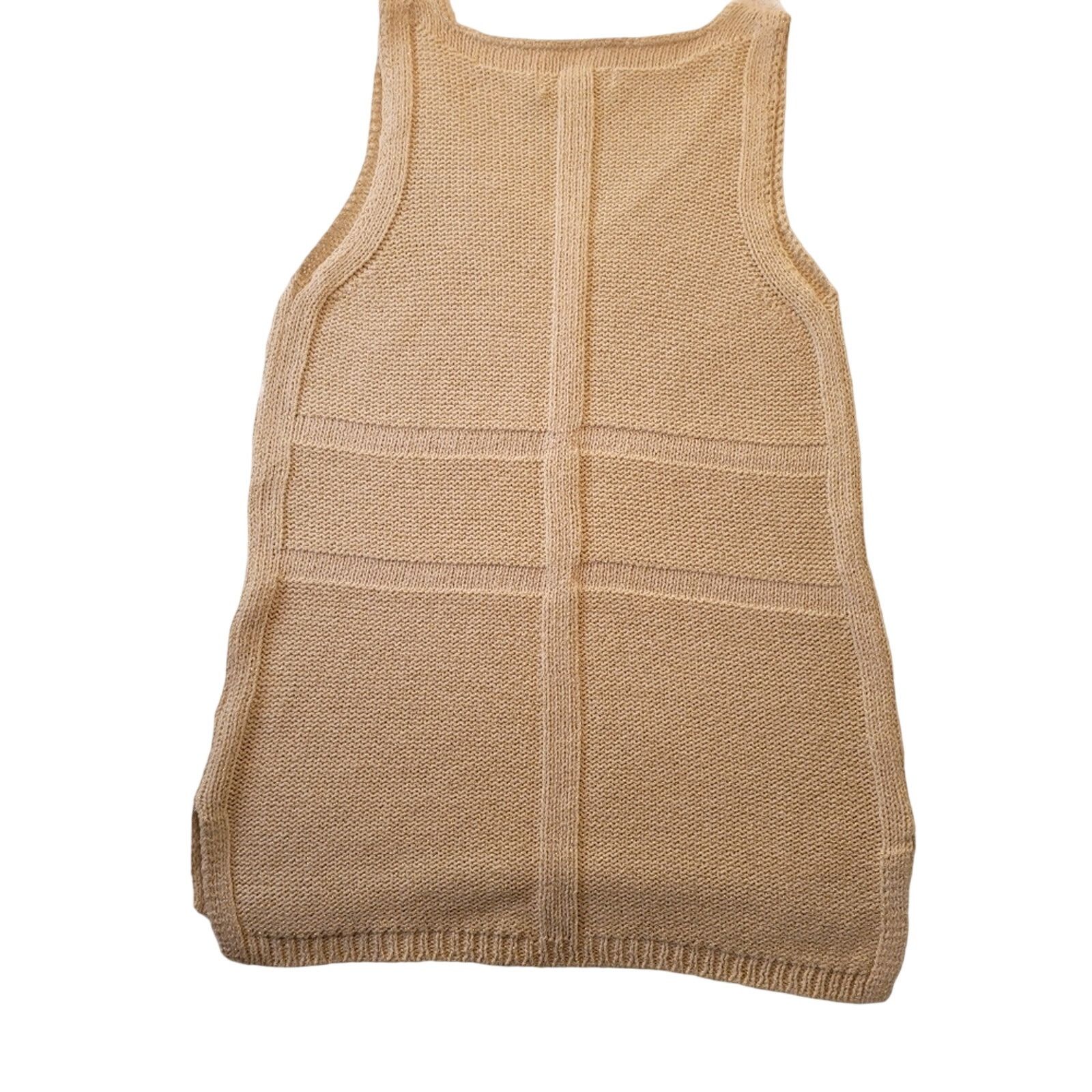 Liz Claiborne Liz Claiborne Tan Knit Sleeveless Shirt Gold Shimmer. Small Size S / US 4 / IT 40 - 2 Thumbnail