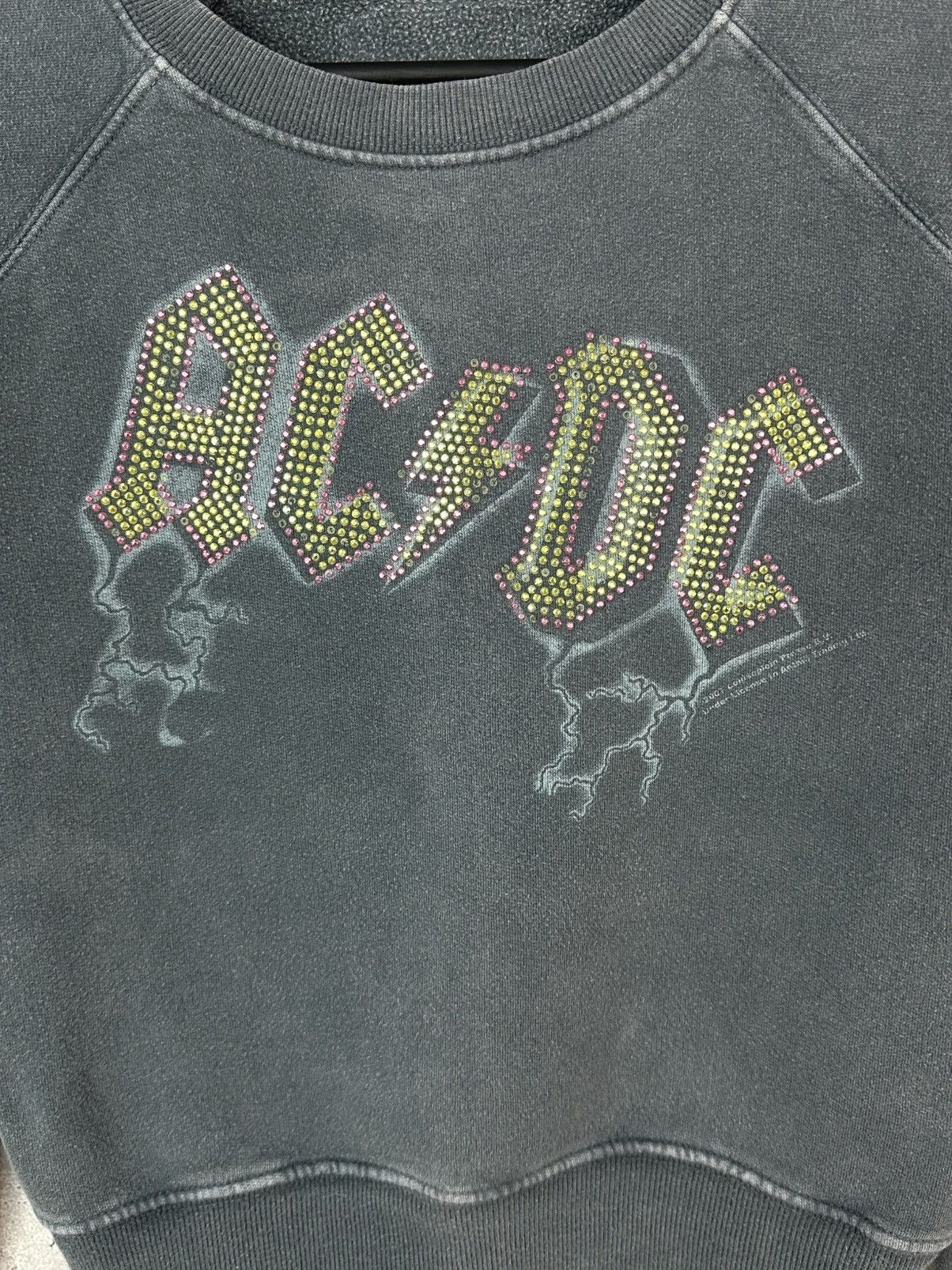 AC/DC Vintage AC/DC 2007 Rhinestones Logo Washed Blue Sweatshirt Size M / US 6-8 / IT 42-44 - 3 Thumbnail