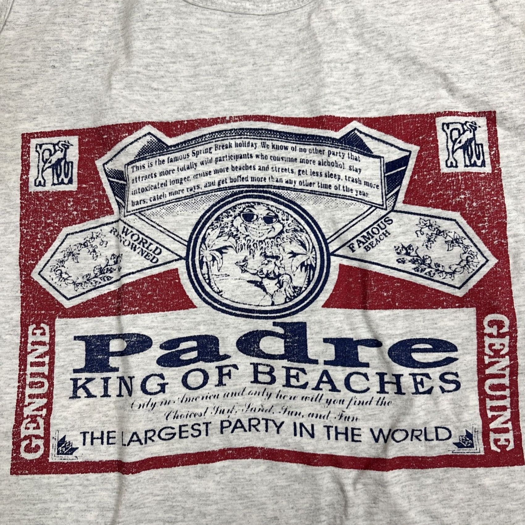 Vintage VINTAGE? Tank Top Men’s 2XL Gray San Padre Island spring break king of beaches Shirt Adult 2XL Gray Beach Spring Mens Size US XXL / EU 58 / 5 - 2 Thumbnail
