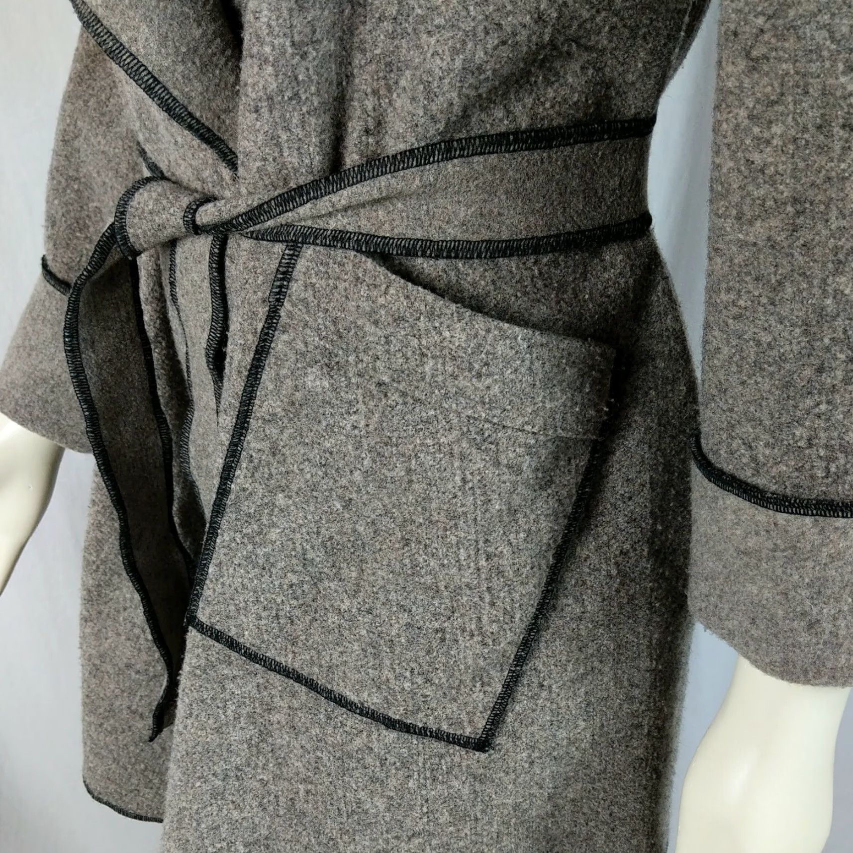 Vintage Janska Jacket Fleece Womens S Brown Wrap Shawl Pockets Comfort Edgy Lagenlook Boho Casual Slim Fit Size S / US 4 / IT 40 - 5 Thumbnail
