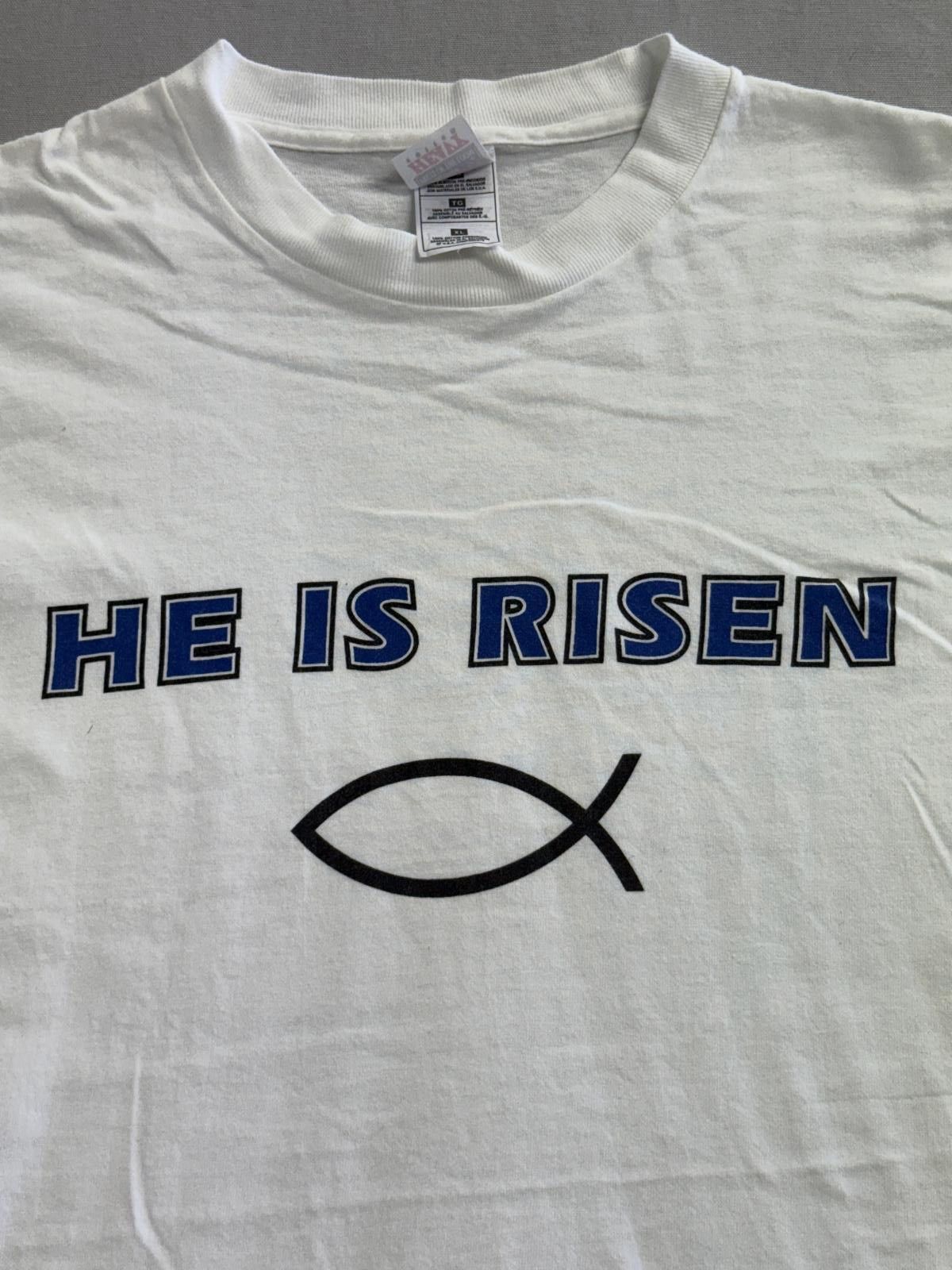 Fruit Of The Loom He Is Risen Jesus Fish T-shirt CWC Ministres Bible Quote XL Size US XL / EU 56 / 4 - 4 Thumbnail