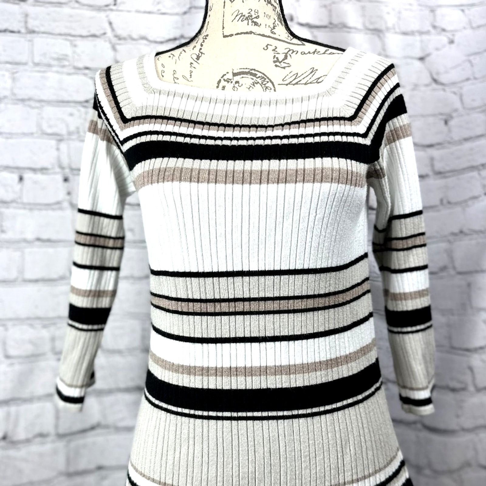 Other Linda Matthews Pullover Striped Sweater Square Neck L Size L / US 10 / IT 46 - 6 Thumbnail