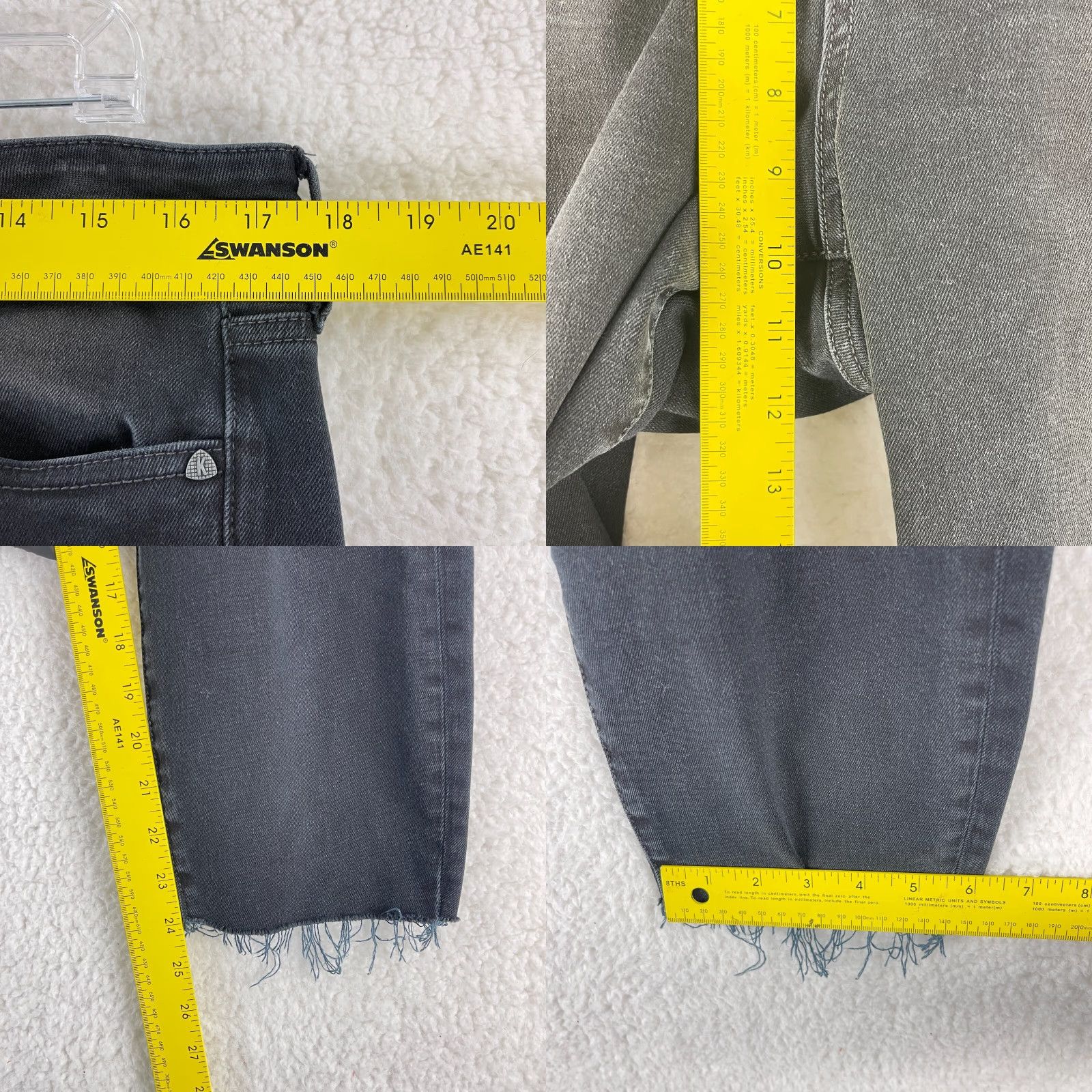 Vintage KUT from the Kloth Donna Ankle Skinny Jean Womens Size 12 Black Denim Frayed Hem Size 34" / US 12 / IT 48 - 8 Thumbnail