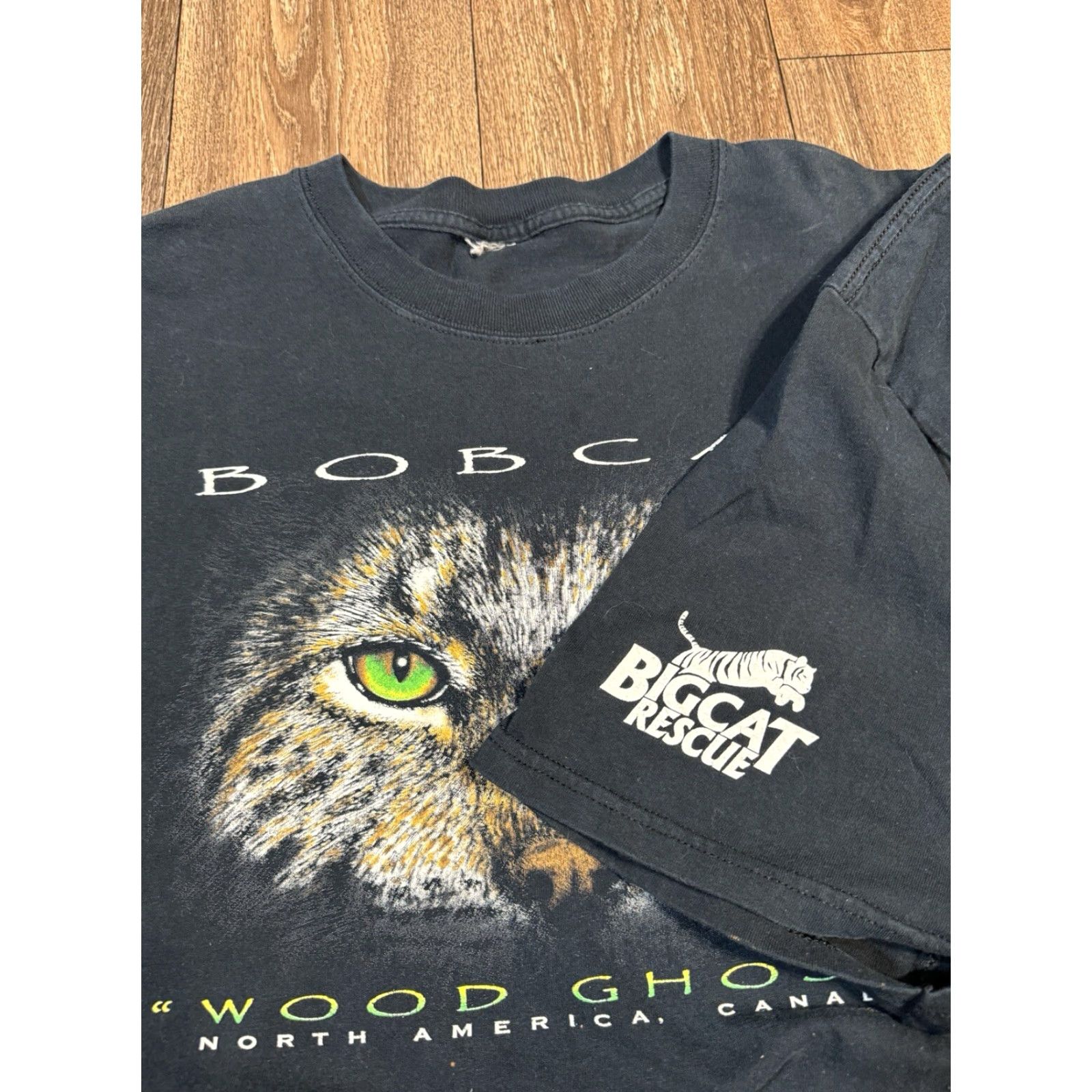 Vintage VINTAGE Bobcat Canada Animal Nature Big Cat Rescue T-Shirt 2XL Men Black 90s Cats Baskin Tshirt Size US XXL / EU 58 / 5 - 6 Thumbnail