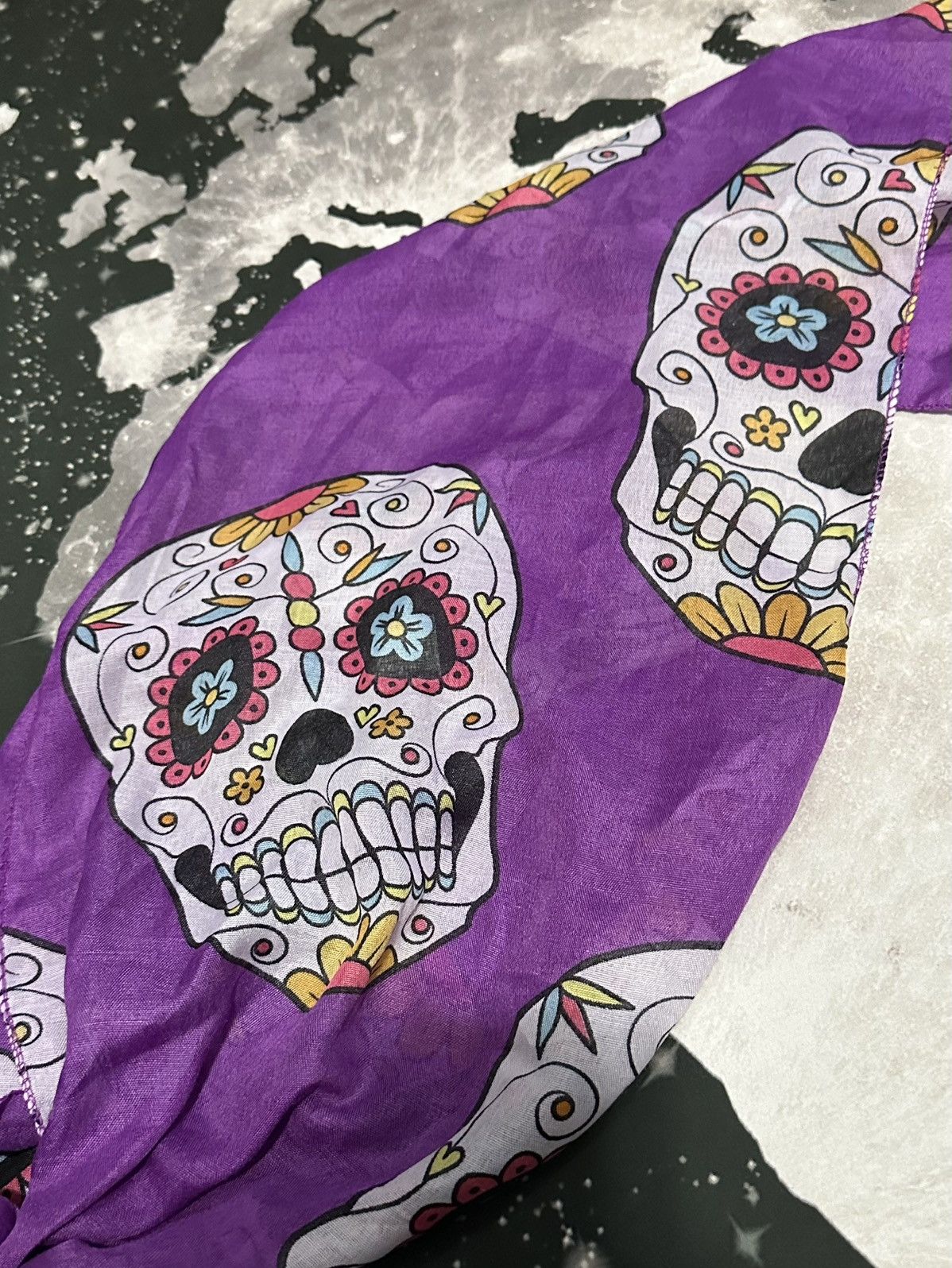 Other Colorful Purple Sugar Skull Scarf Size ONE SIZE - 2 Thumbnail