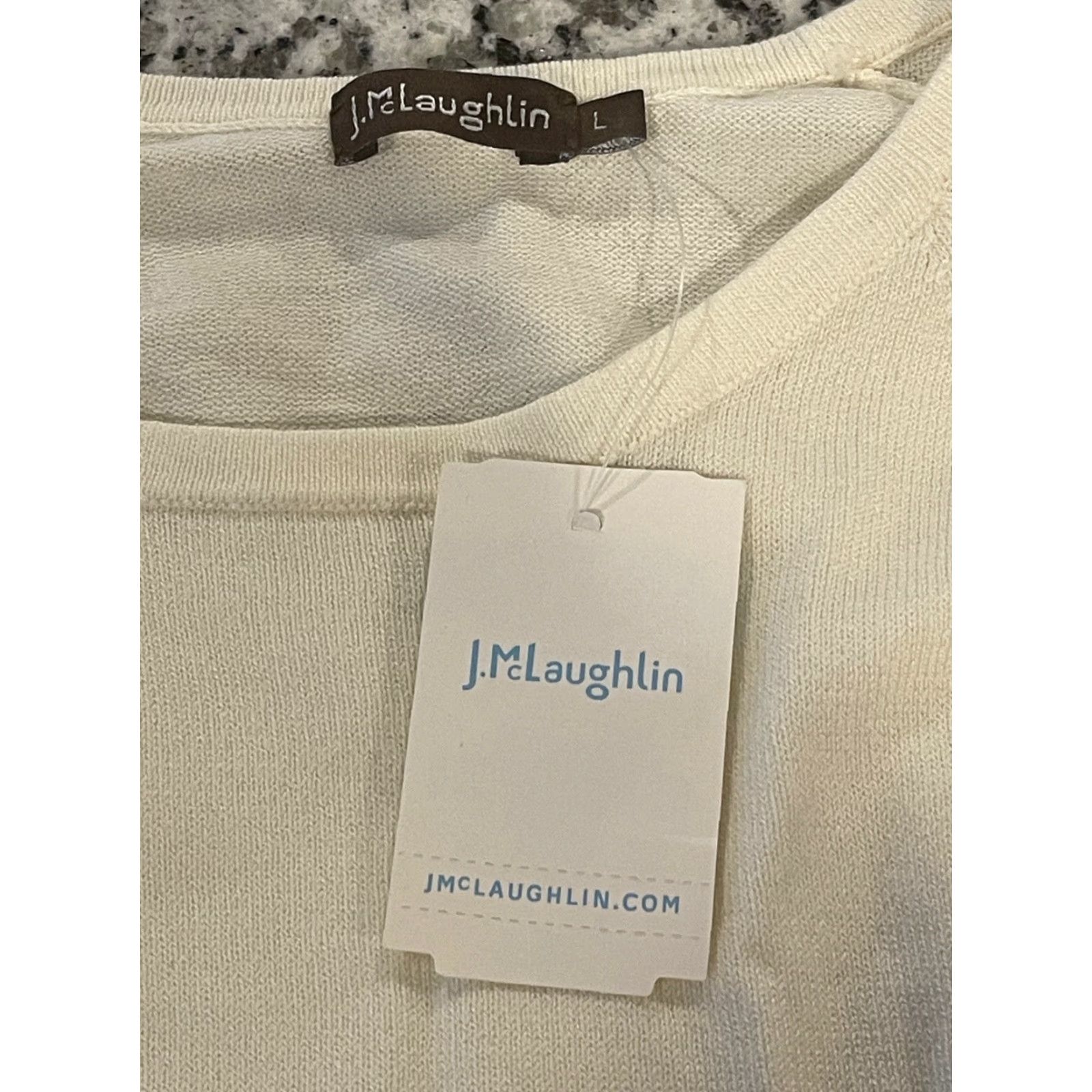 J.McLaughlin J.McLaughlin Sweater Jamey Women's Pullover Casual Cotton Blend Egret White Large NWT Size L / US 10 / IT 46 - 2 Thumbnail