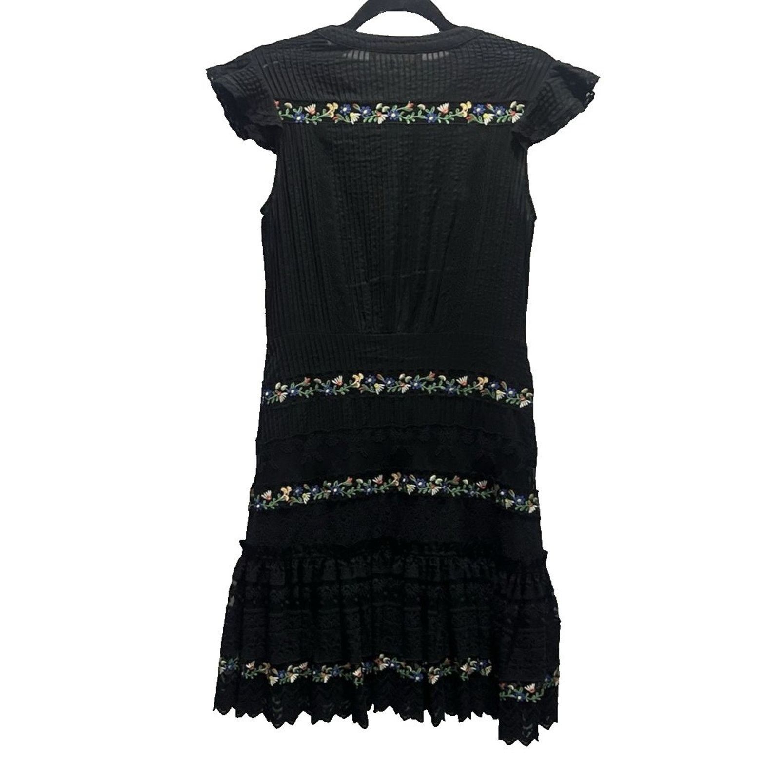 Other SALONI Bea Pintuck Ruffle Embroidered Cotton Mini Dress 4 Size S / US 4 / IT 40 - 3 Thumbnail