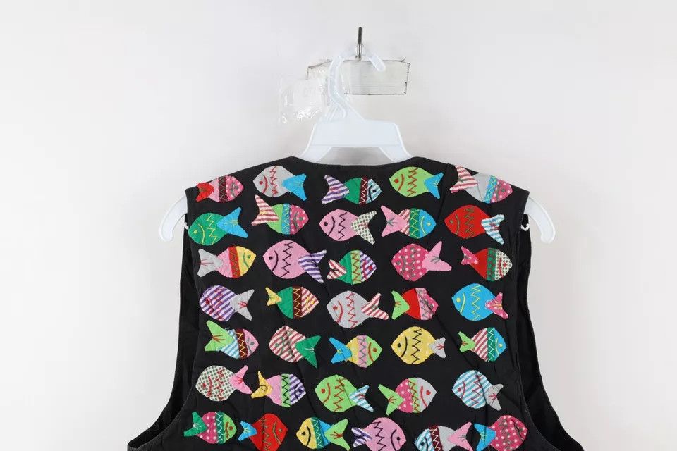 Vintage Vintage 90s Streetwear Patchwork Fish Open Front Vest Jacket Size M / US 6-8 / IT 42-44 - 8 Thumbnail