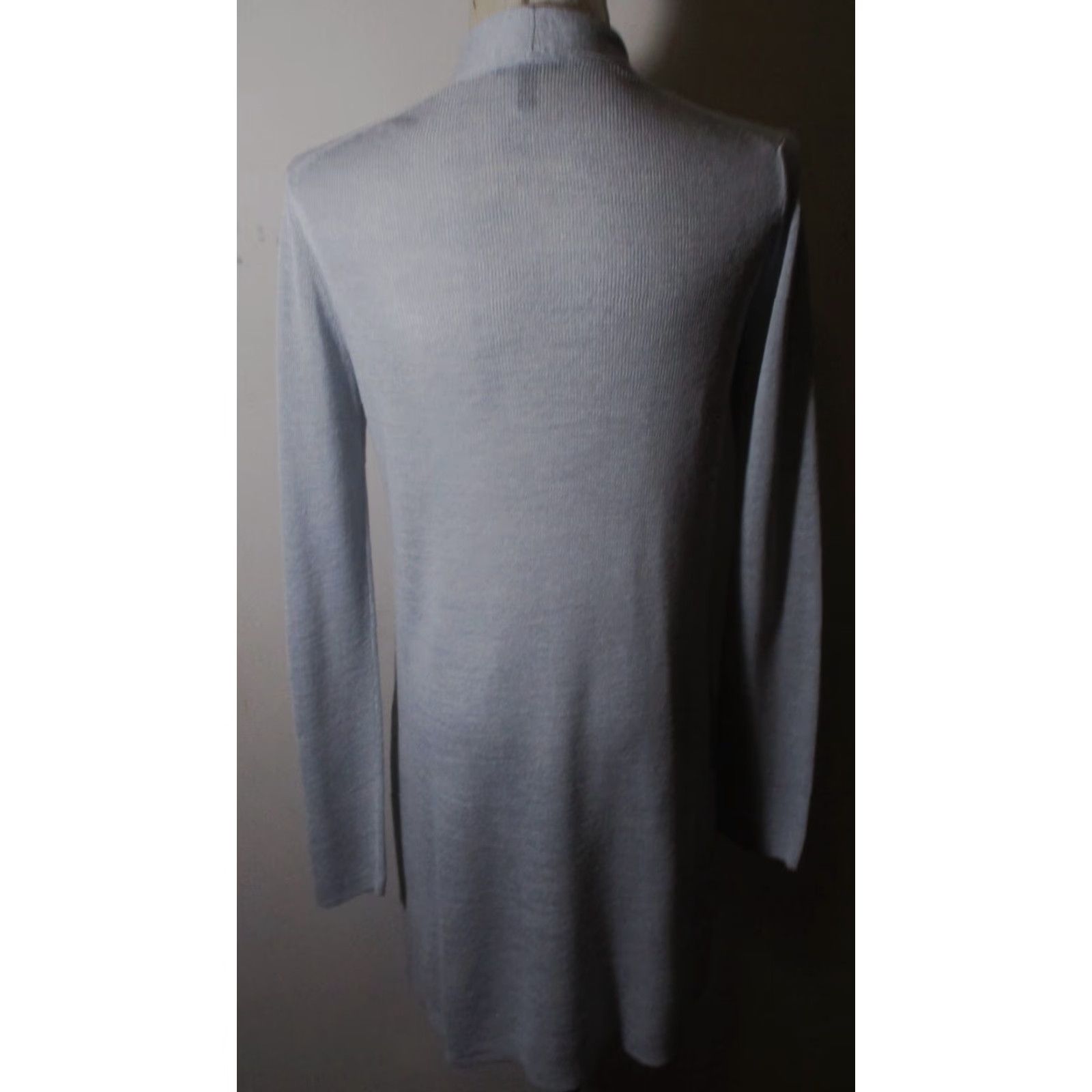 Eileen Fisher EILEEN FISHER Cardigan Duster Sweater Pewter Blue Tencel Linen Size S/P Women Knit Tunic Long Sleeve Size S / US 4 / IT 40 - 5 Thumbnail