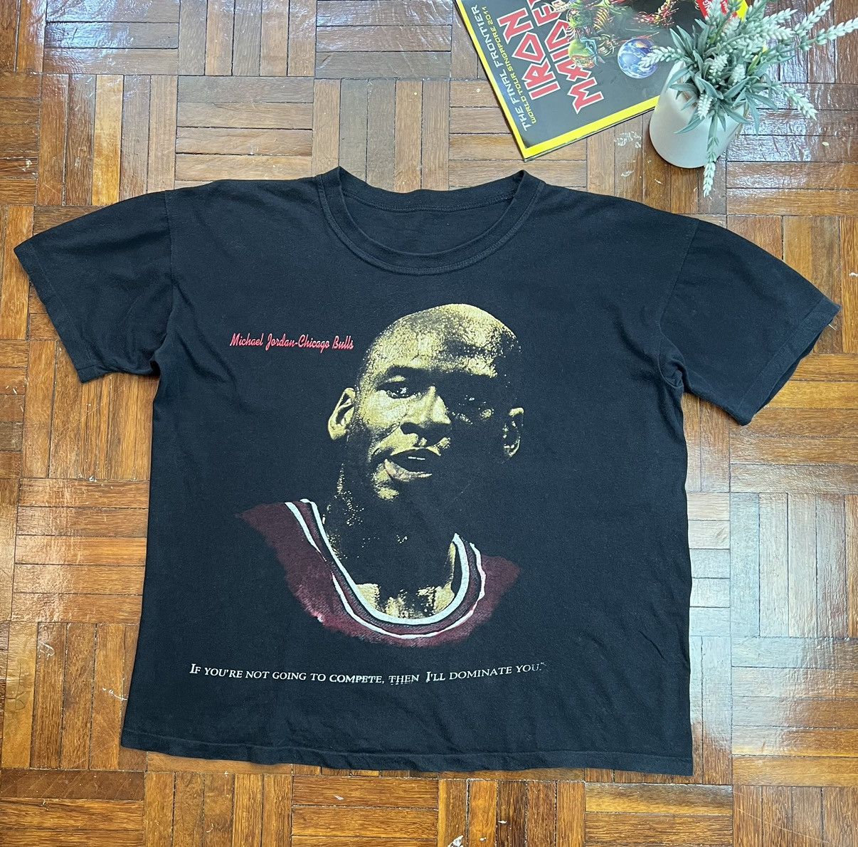 image of Vintage Bootleg Michael Jordan Chicago Bull Single Stitch in Faded Black, Men's (Size XL)