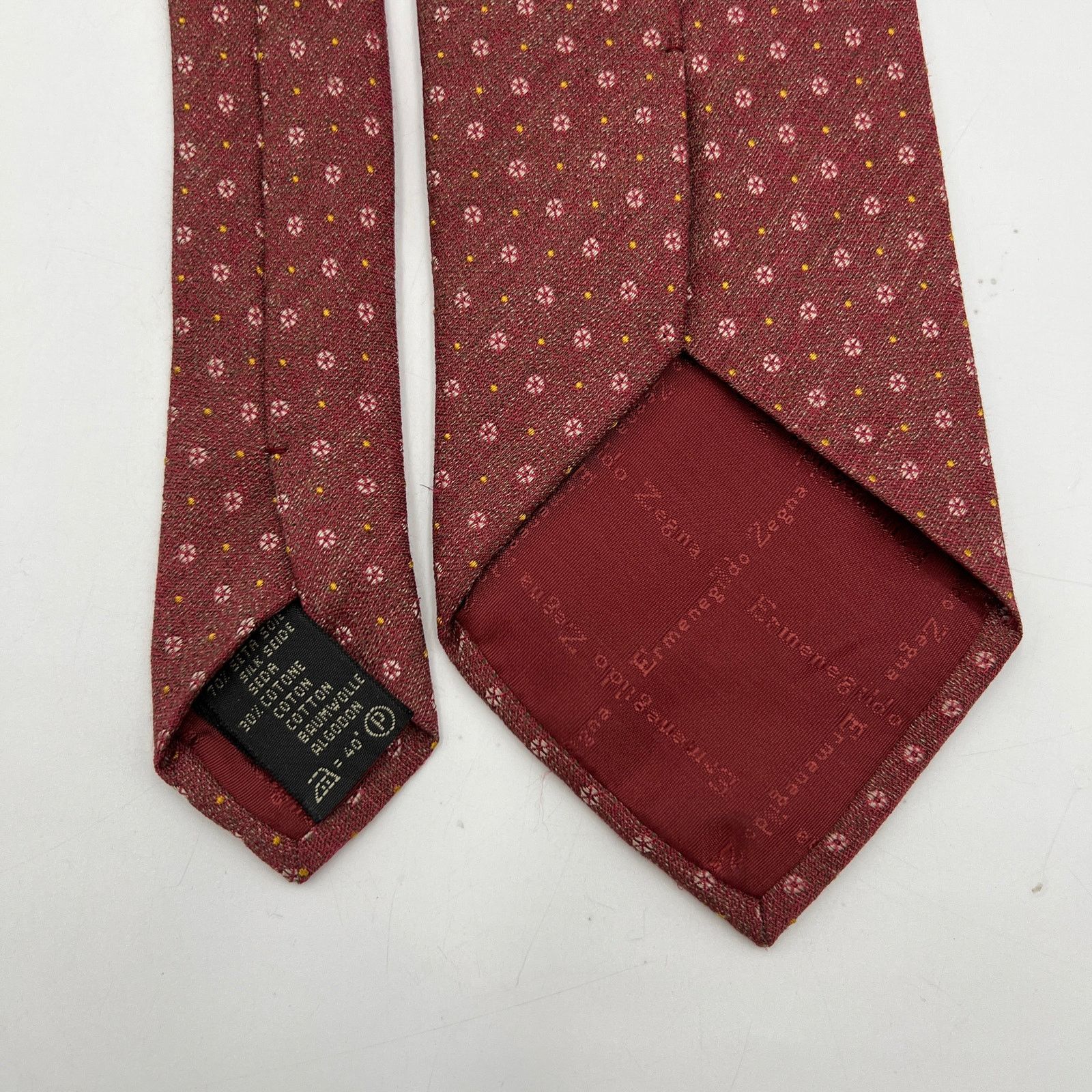 Ermenegildo Zegna Ermenegildo Zenga Red Silk Cotton Foulard Tie Size ONE SIZE - 5 Thumbnail