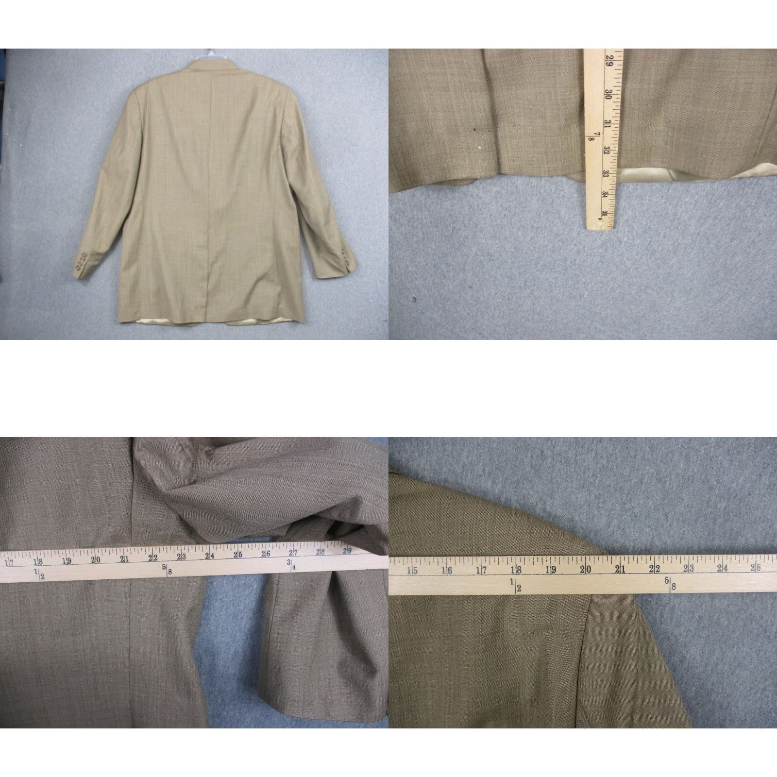 Ralph Lauren Lauren Ralph Lauren Sport Coat Blazer Mens 43L Tan Wool 2-Button Notch Lapel Long Woolmark, Beige, Business Wedding, Regular Fit Size 46R - 8 Thumbnail