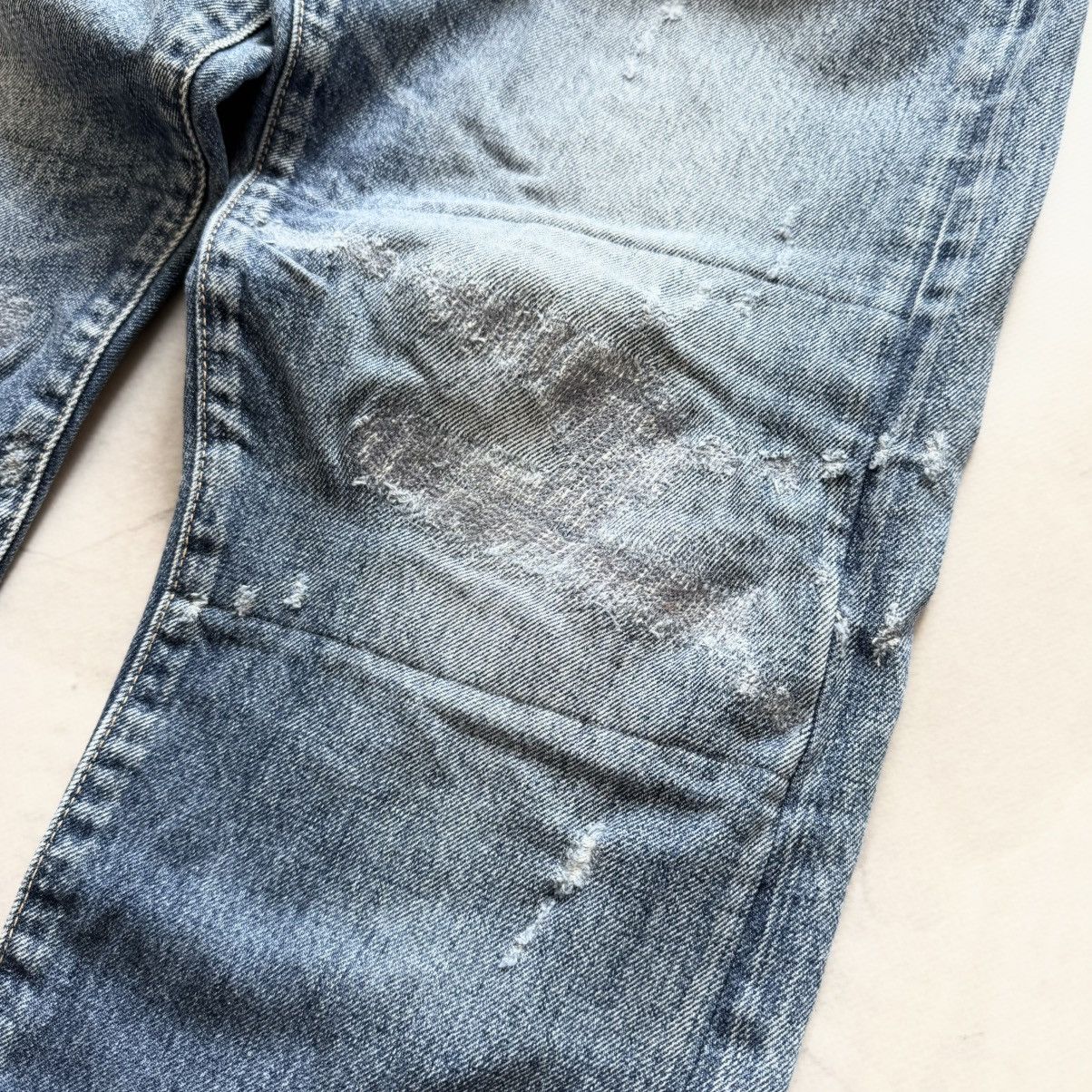 Samurai Jeans Archive Japan Moussy Distressed Trashed Blue Jeans Y2K Size US 31 - 6 Thumbnail