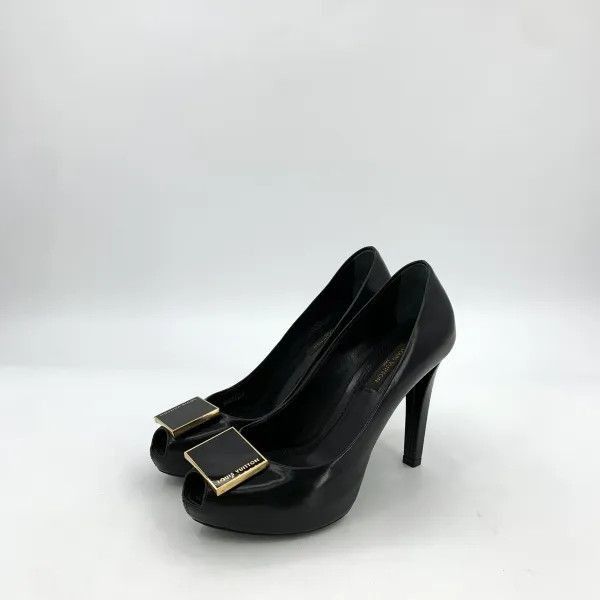 Louis Vuitton Louis Vuitton Black Open-Toe High Heels -2508 Size US 4 / IT 34 - 1 Thumbnail
