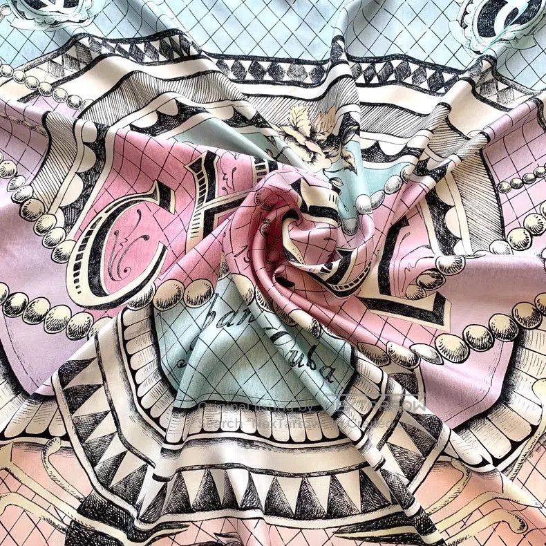 Chanel Chanel Colourful logo letter floral printed mulberry silk Size ONE SIZE - 9 Thumbnail